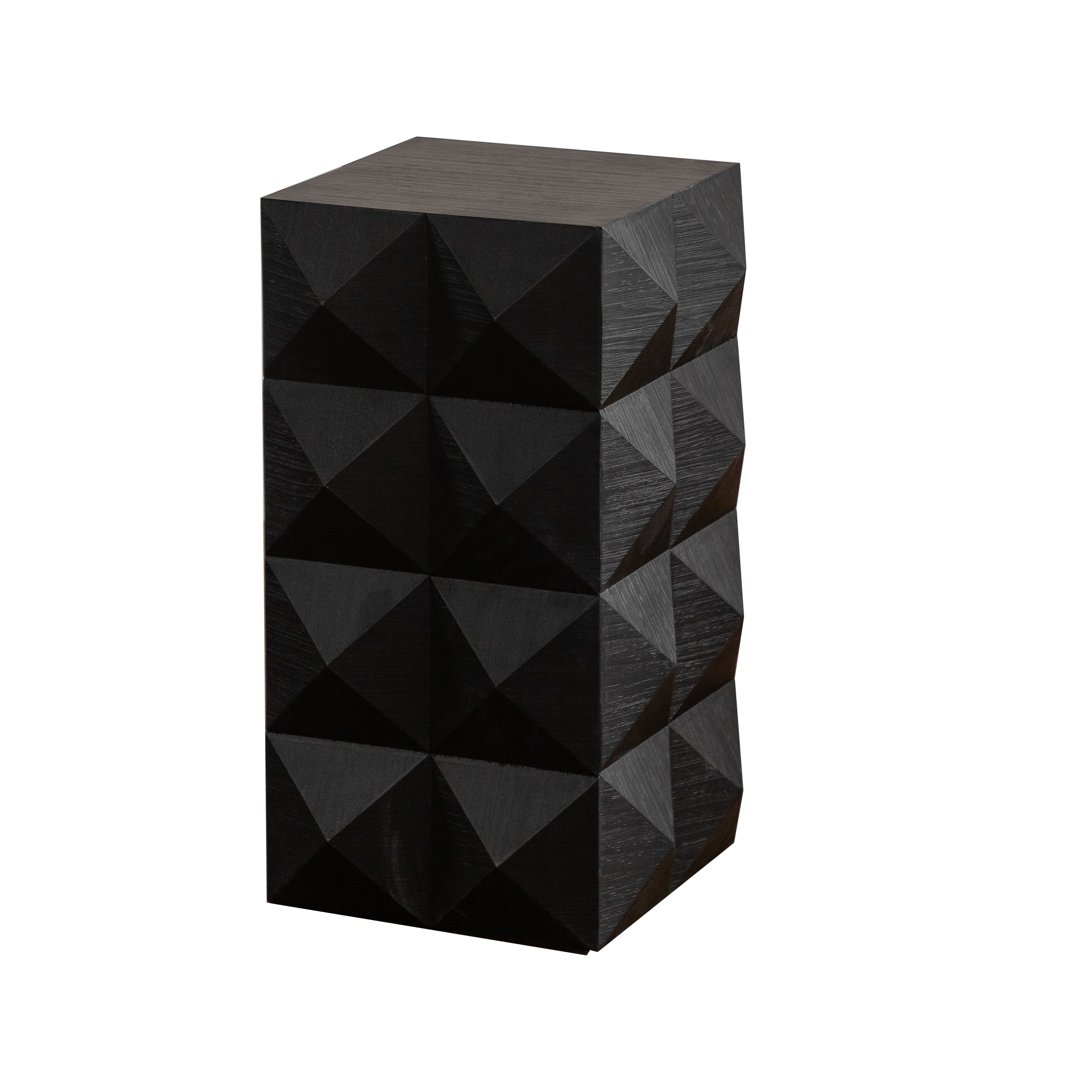 23.62"Height Three-dimensional Embossed Pattern Design Retro Side Table Retro Furniture Black