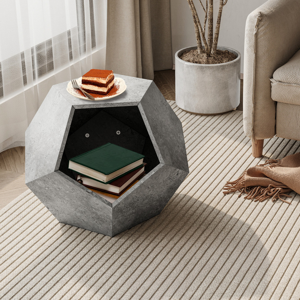 25.98 "Shape Modern Pet Furniture Cat's Nest Side Table, Sofa Side Several MDF Multi-functional Furniture, Cement Grey