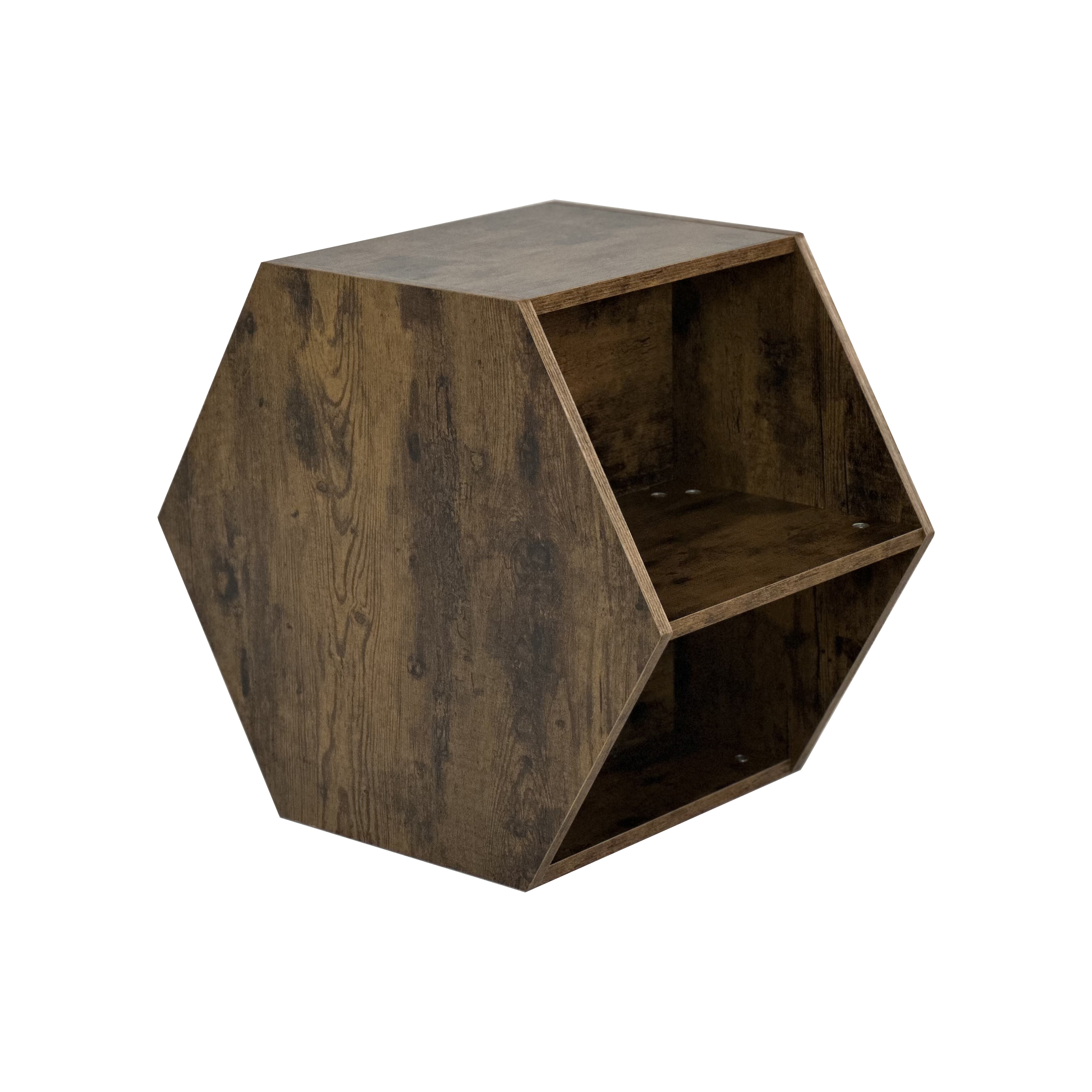 23.62'' Hexagonal Coffee Table Side Table Nightstand Antique Wood