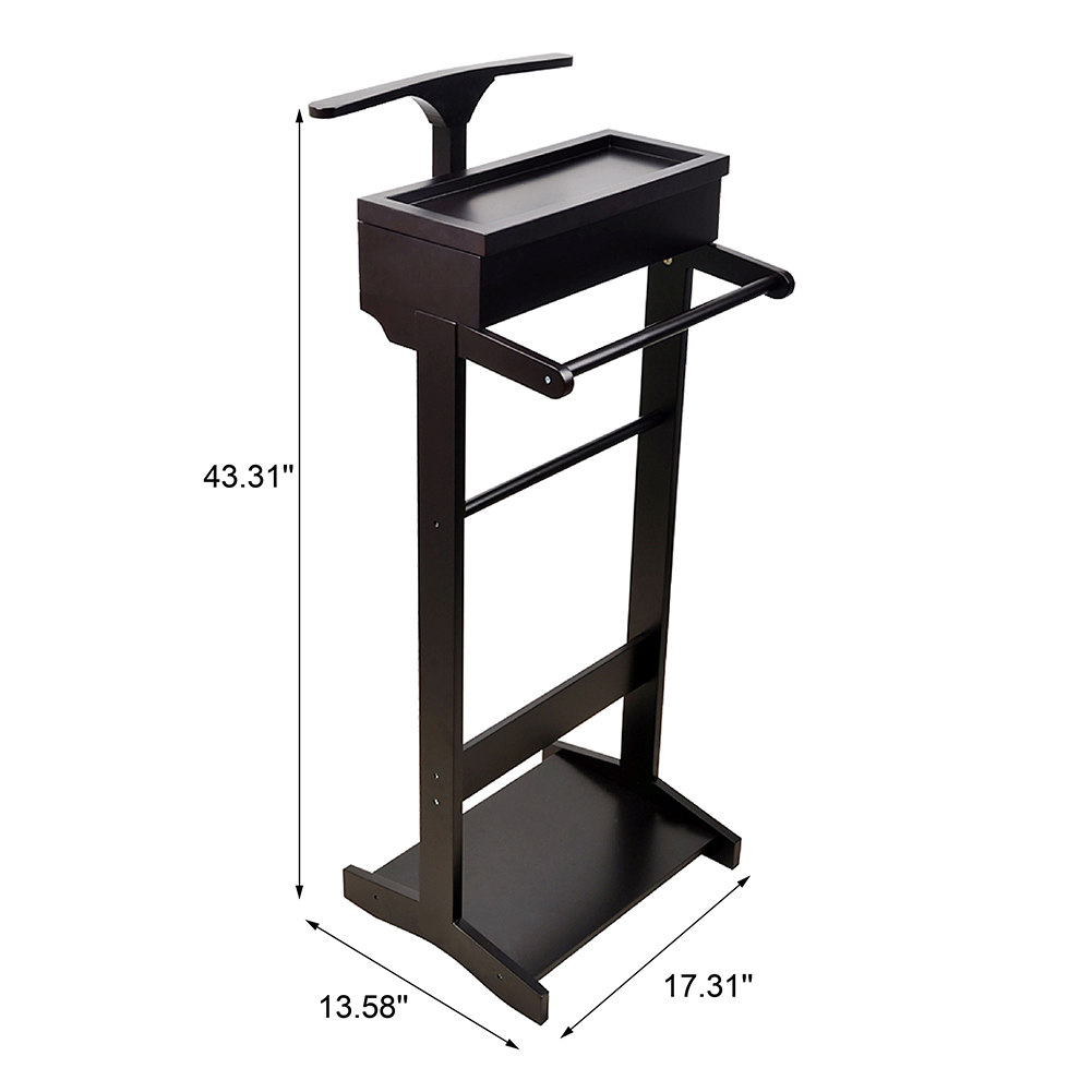 Black Portable Garment Rack,Clothes Valet Stand with Storage Organizer