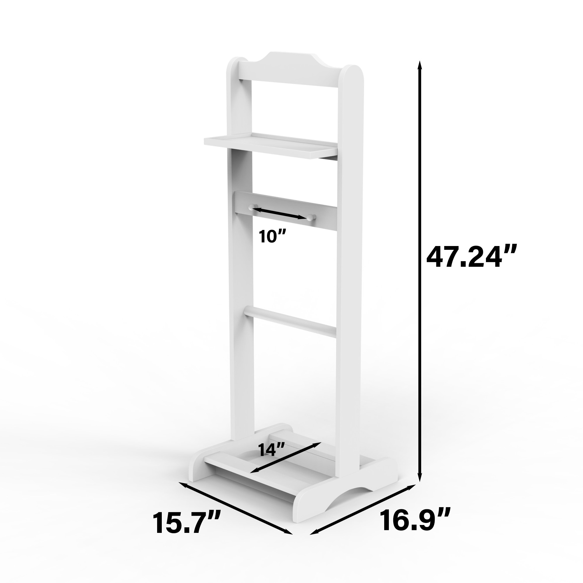 Accent Portable Garment Rack,Clothes Valet Stand with Storage Organizer,White Finish