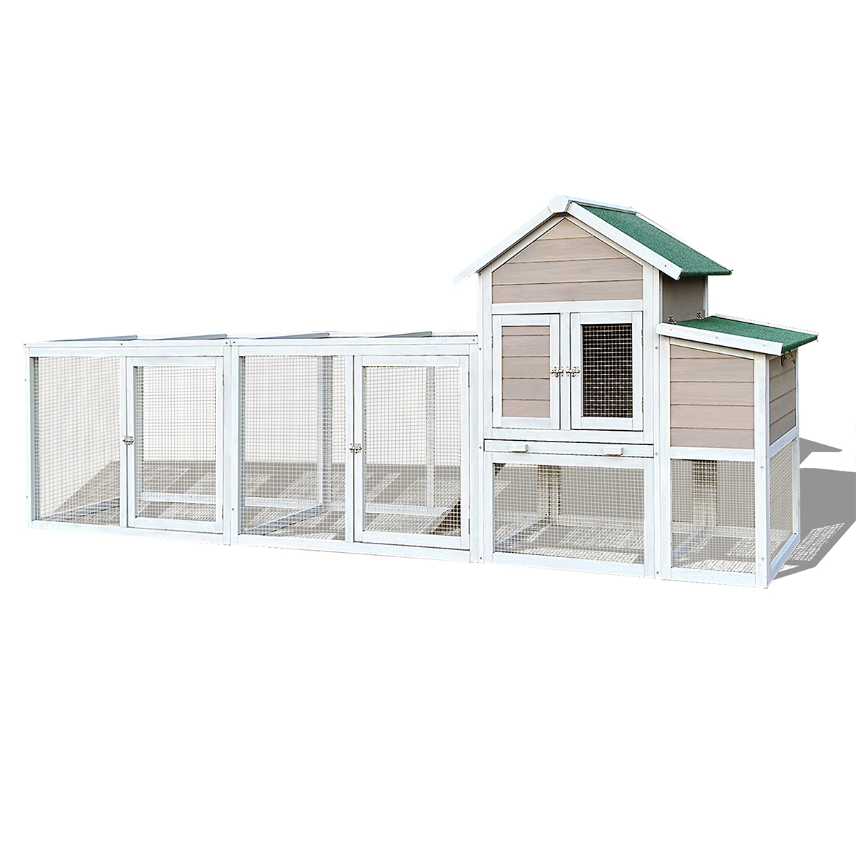 122" Large Gray Wood Chicken Coop Hen House Pet Rabbit Hutch Wooden Pet Cage Backyard with Nesting Box