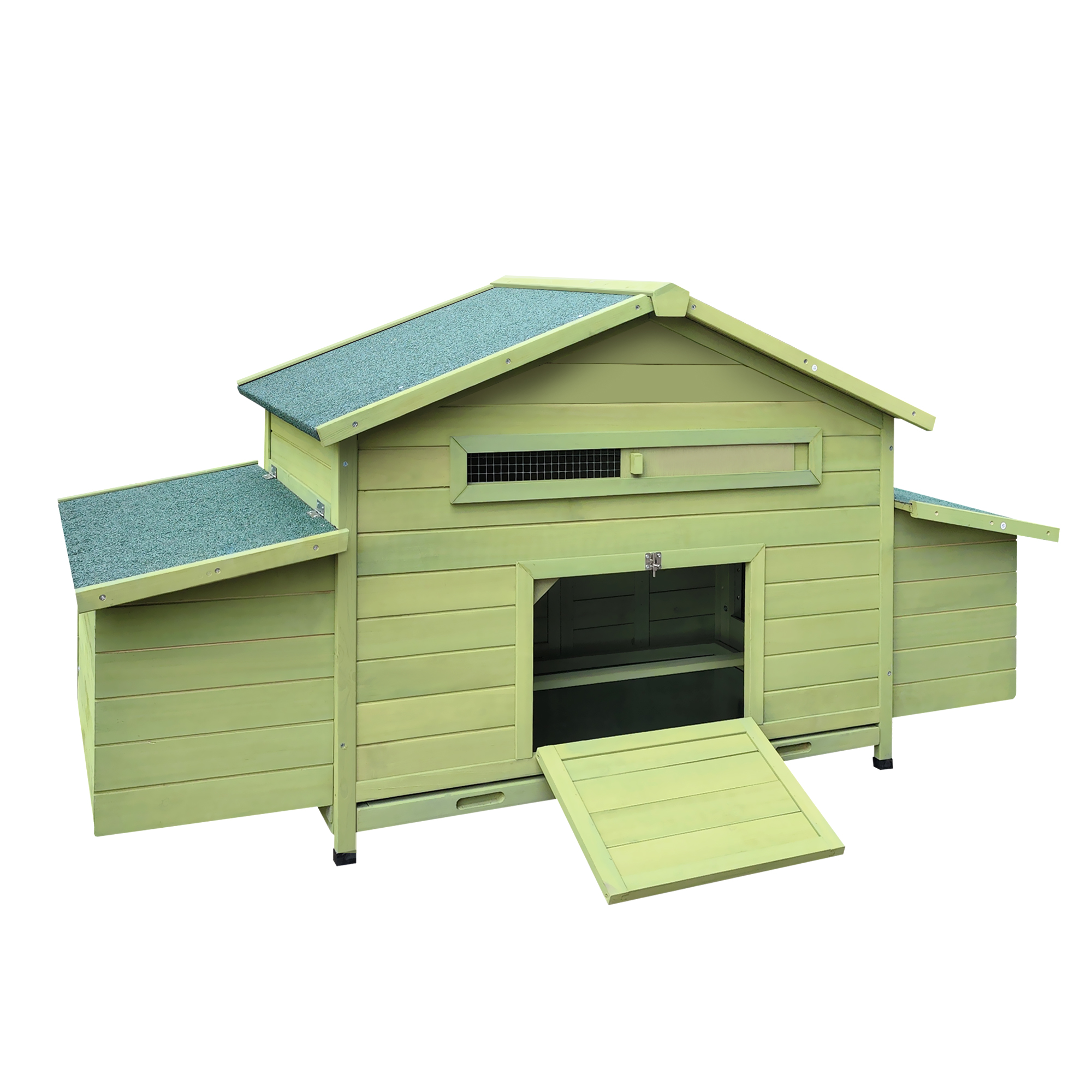 Wooden Chicken Coop Outdoor Hen House Poultry Cage with 2 Sides Large Nesting Boxes,2 Free-range Doors