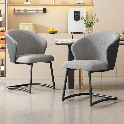 Lot de 2 chaises de salle à manger en velours loisirs moderne pour salon,  chambre, coiffeuse, dossier gris