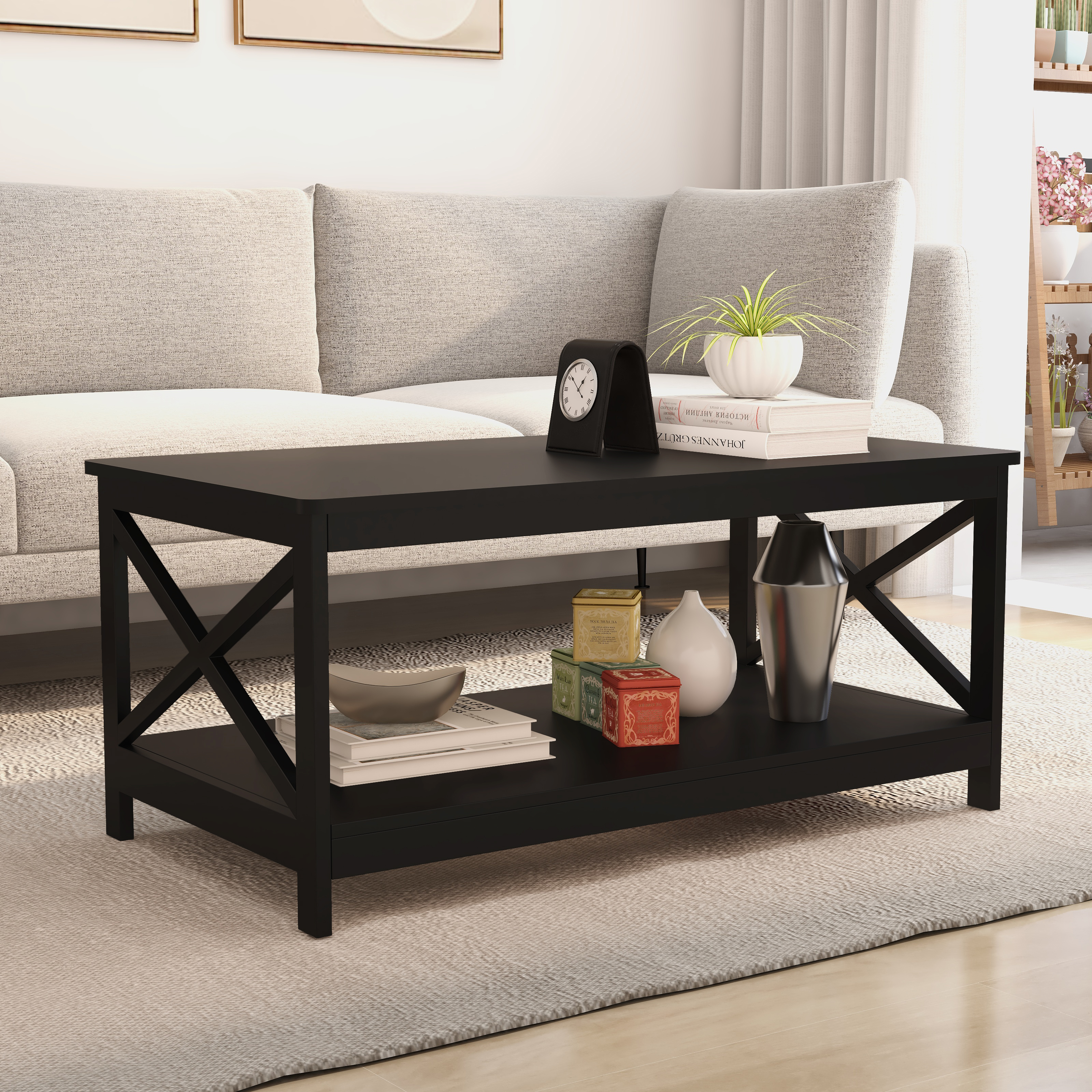 Coffee Table Oxford End Table-Black Color