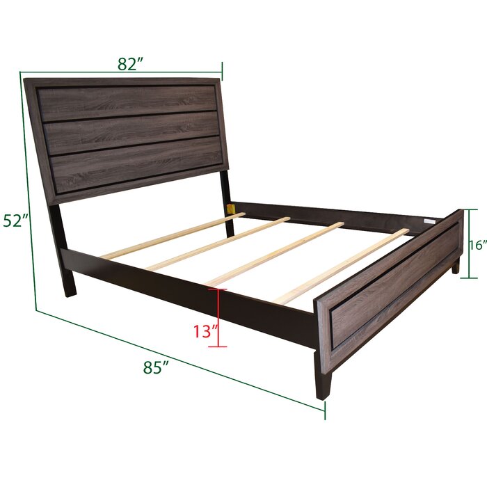 Sierra King Size Contemporary Bed Made with Wood in Gray