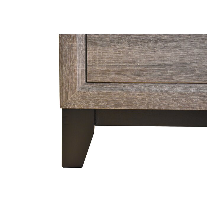 Sierra Contemporary Style 2-Drawer Nightstand Made with Wood in Gray