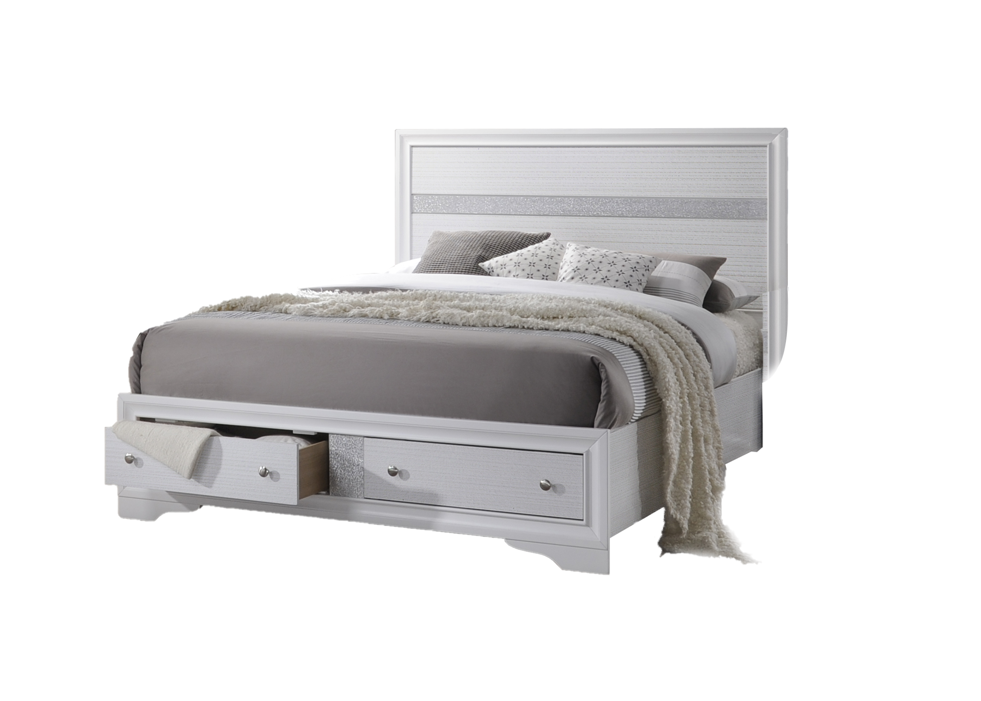 Matrix Traditional Style Full Size Storage Bed made with Wood in White