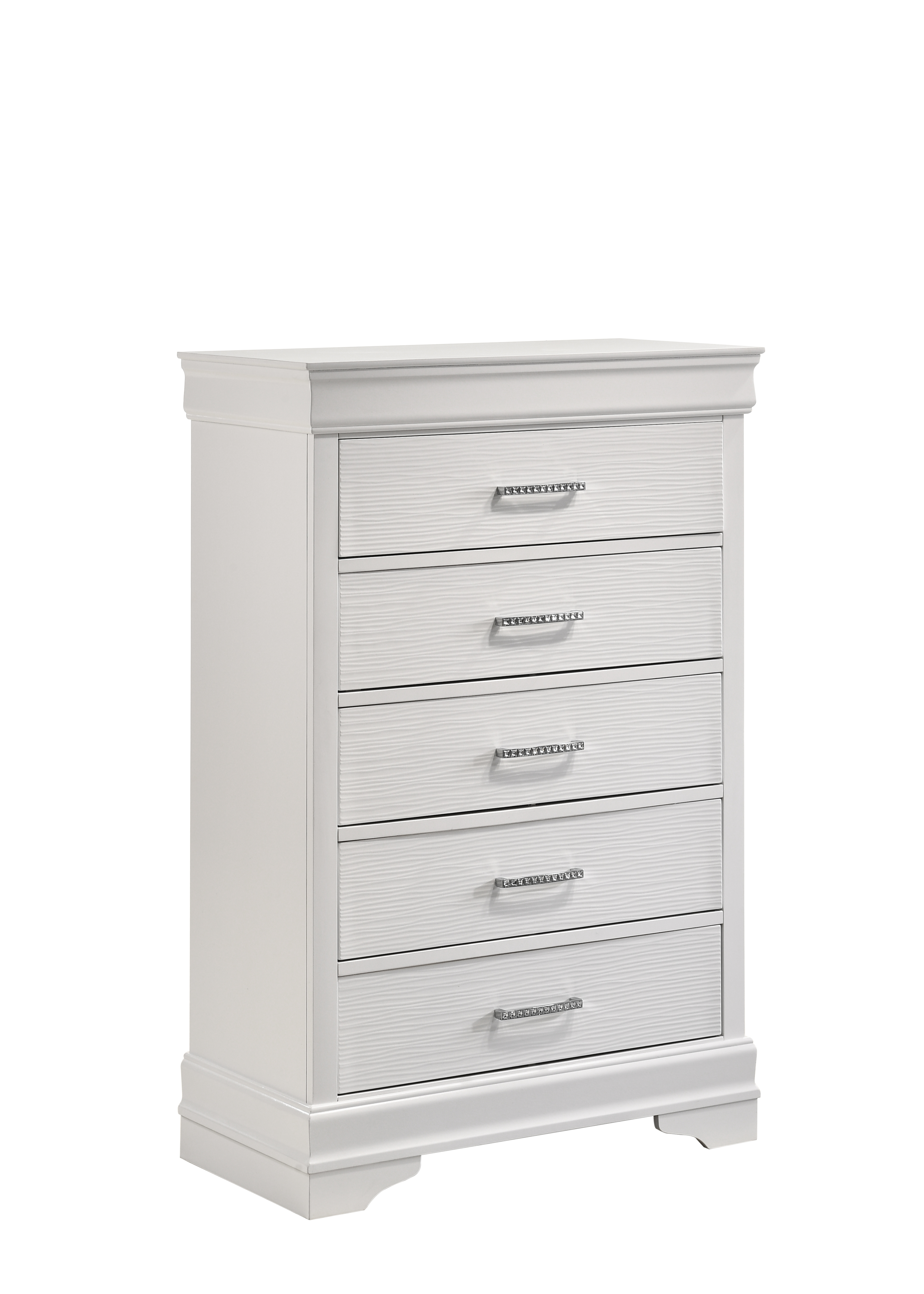 Modern Brooklyn 5 Drawers Chest made with Wood in White