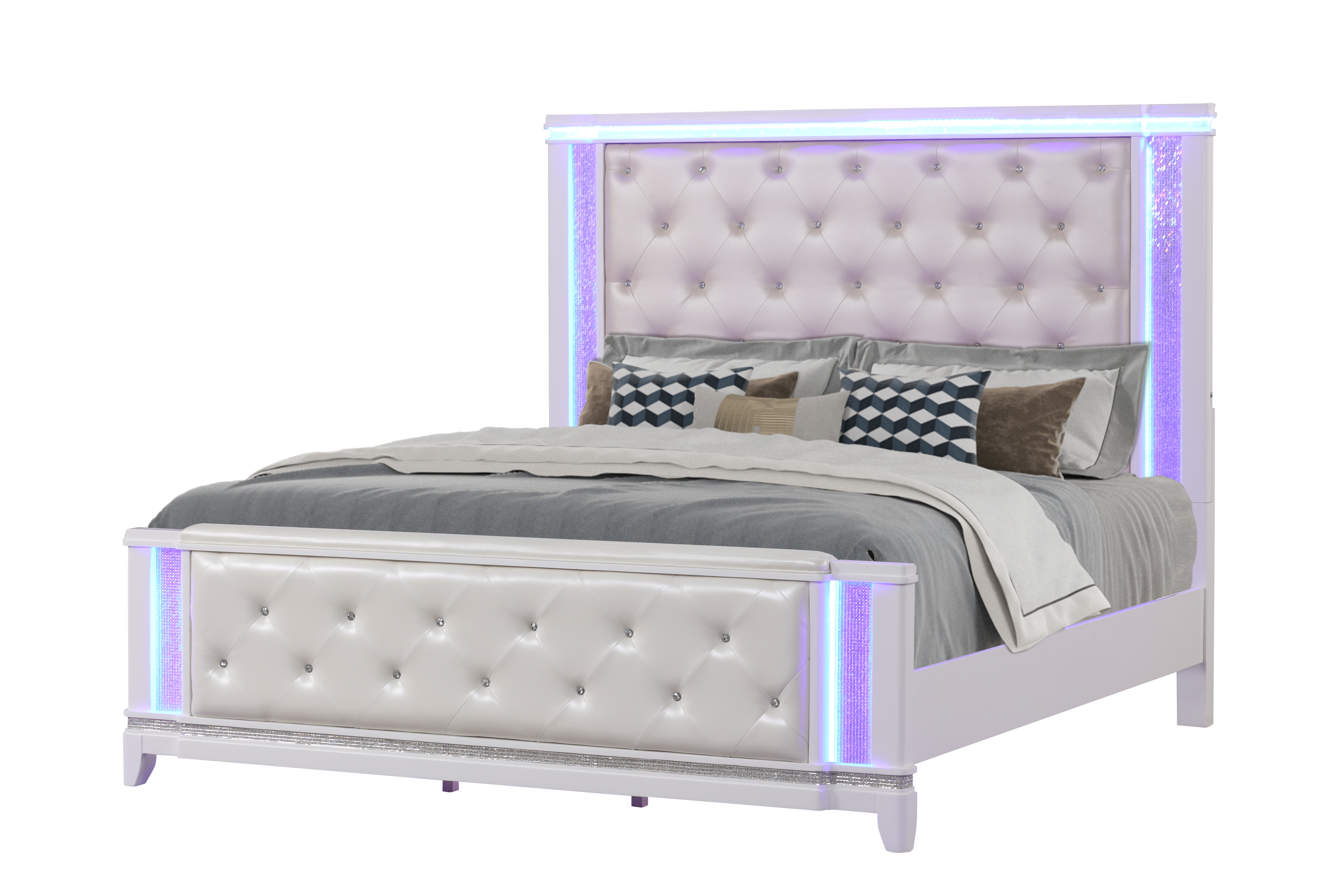 Opium Queen Bed in Milky White