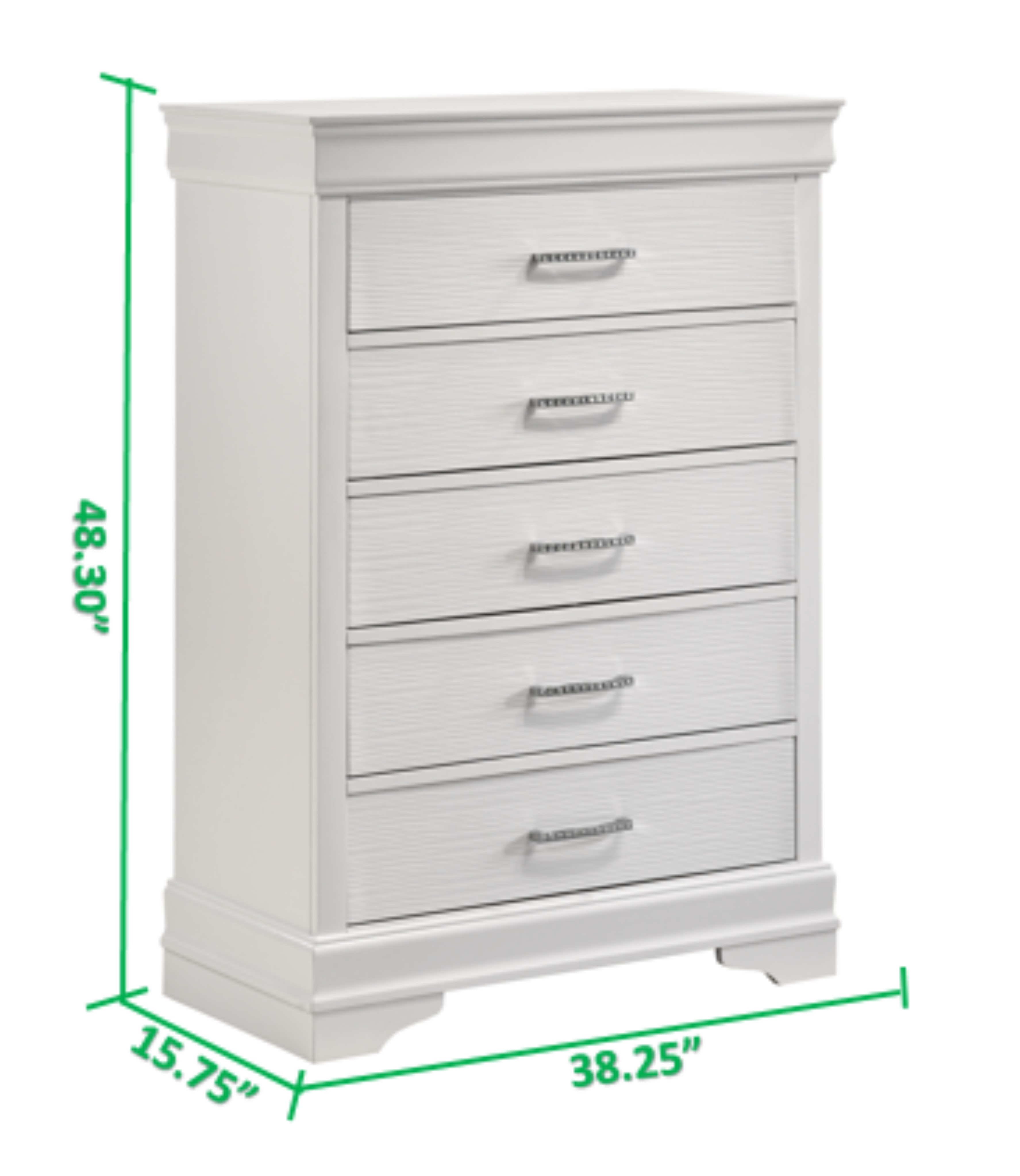 Modern Brooklyn 5 Drawers Chest made with Wood in White