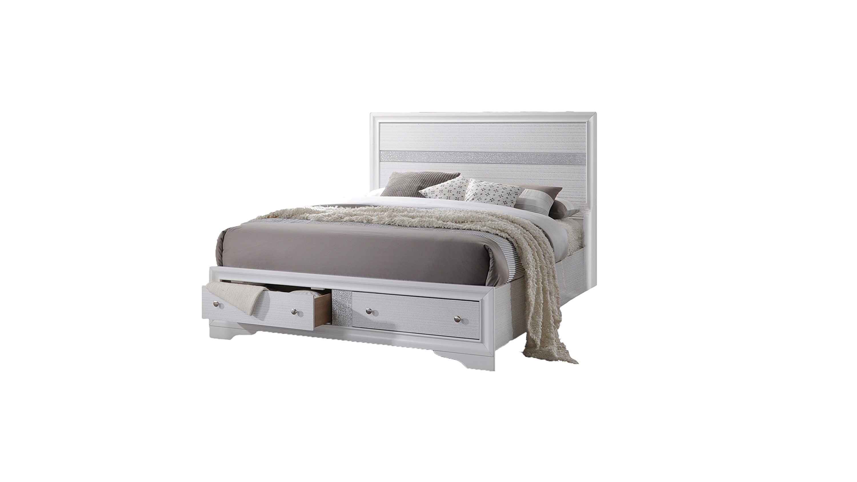 Matrix Traditional Style Full Size Storage Bed made with Wood in White