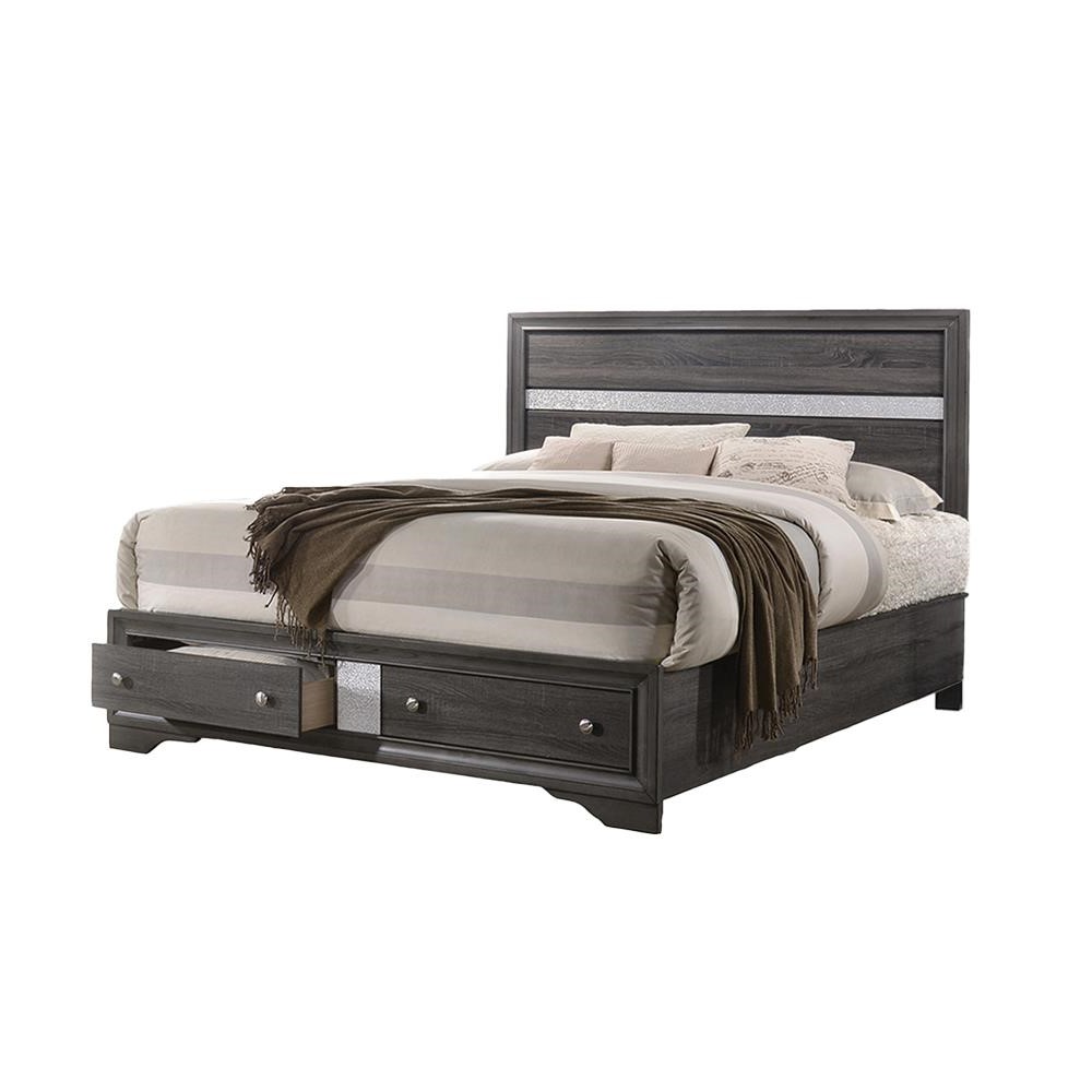 Matrix Traditional Style Full Size Storage Bed made with Wood in Gray