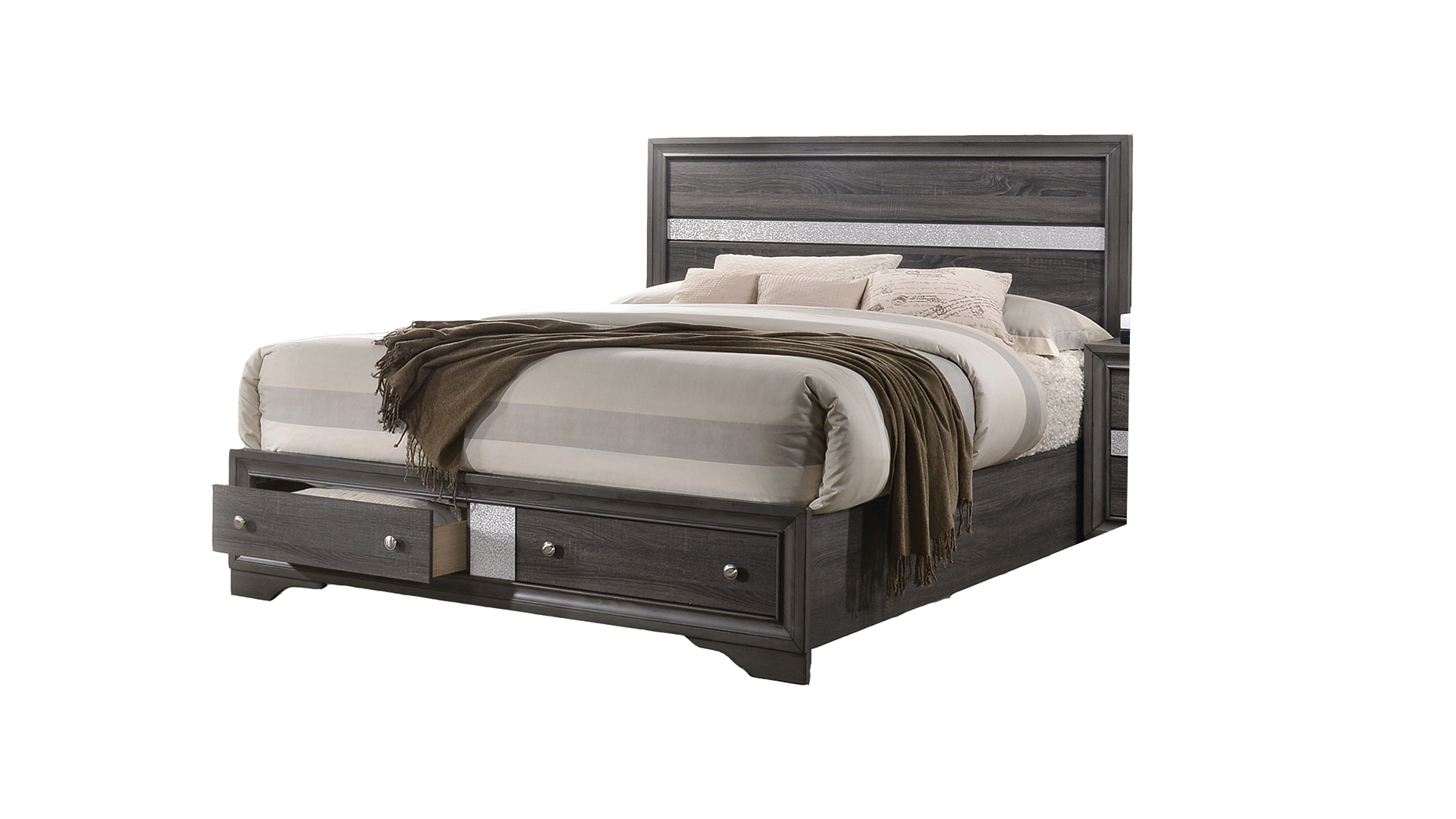 Matrix Traditional Style Full Size Storage Bed made with Wood in Gray