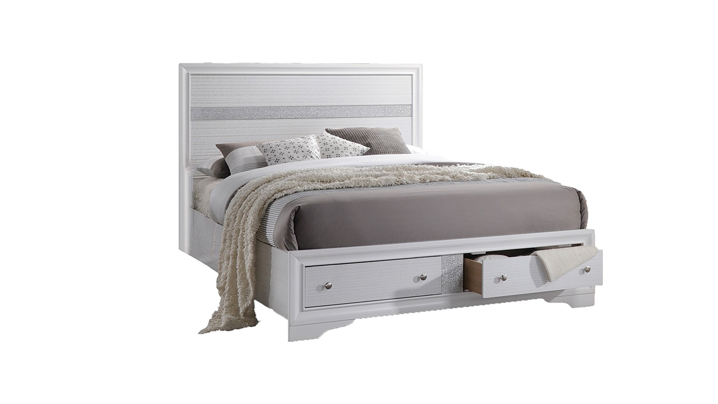 Matrix Traditional Style Full Size Storage Bed made with Wood in White