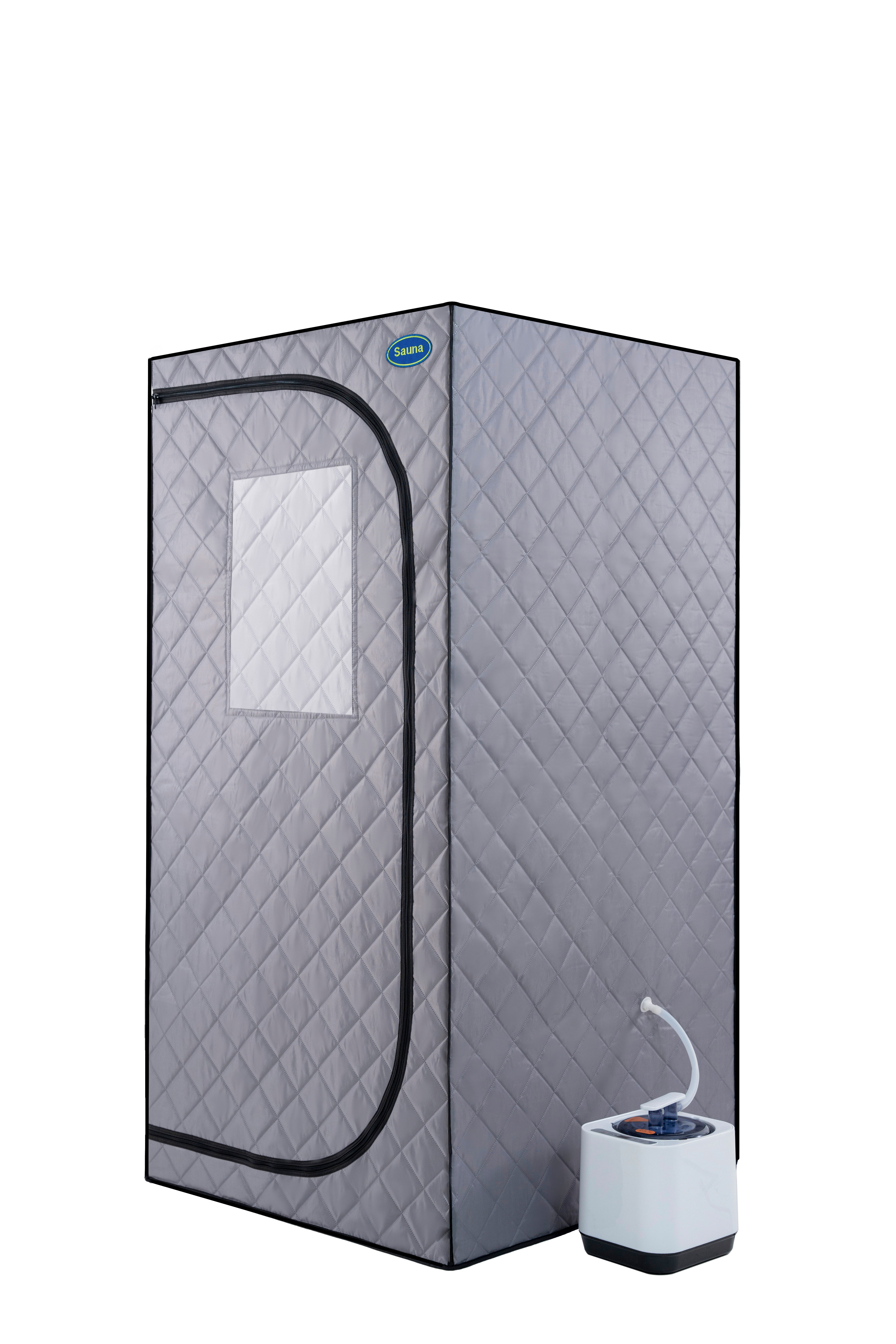 Portable Grey Mini Plus style Steam Sauna tent–Personal Home Spa, with Steam Generator, Remote Control, Foldable Chair, PVC pipes. Easy to Install,fast heating, with FCC & UL Certification