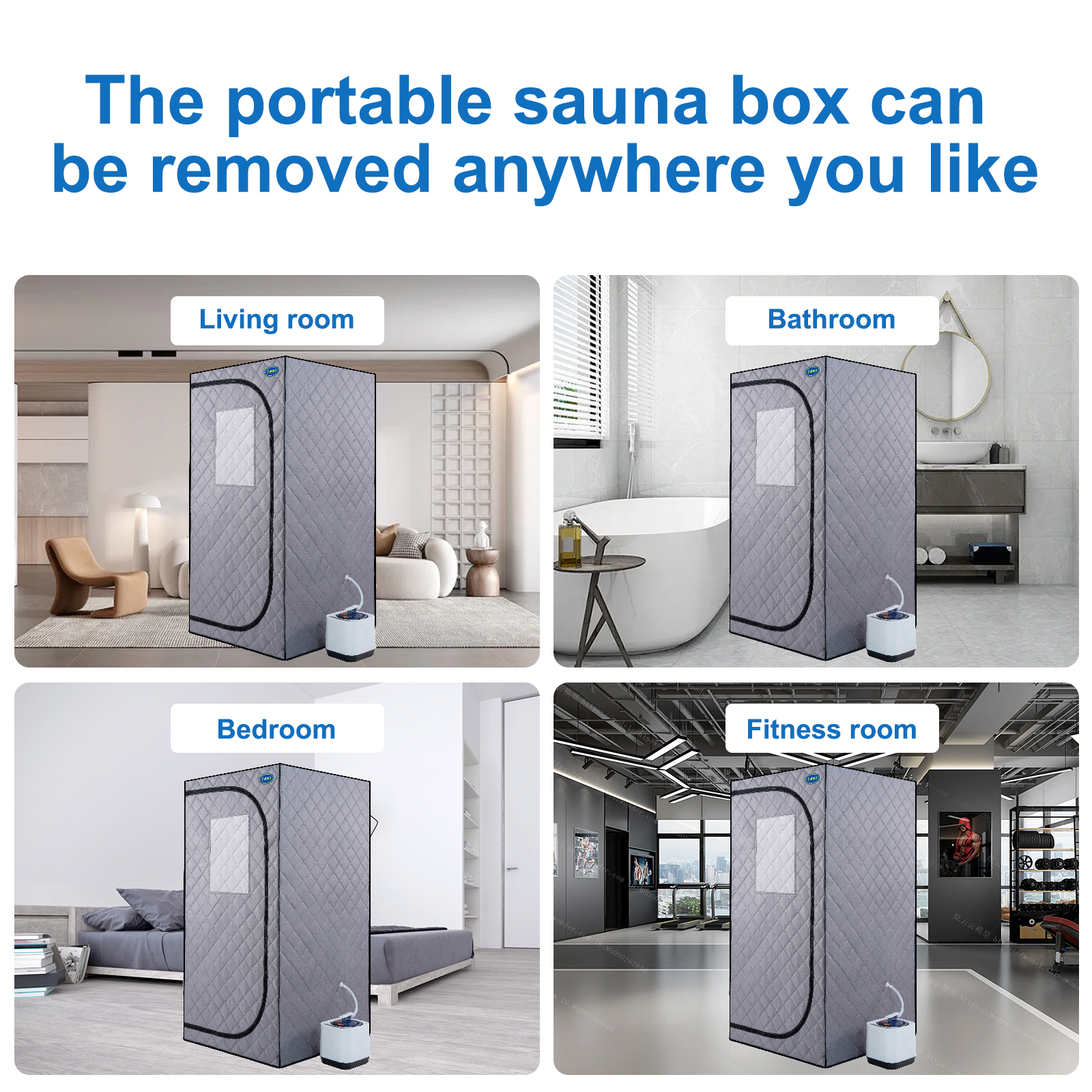 Portable Grey Mini Plus style Steam Sauna tent–Personal Home Spa, with Steam Generator, Remote Control, Foldable Chair, PVC pipes. Easy to Install,fast heating, with FCC & UL Certification