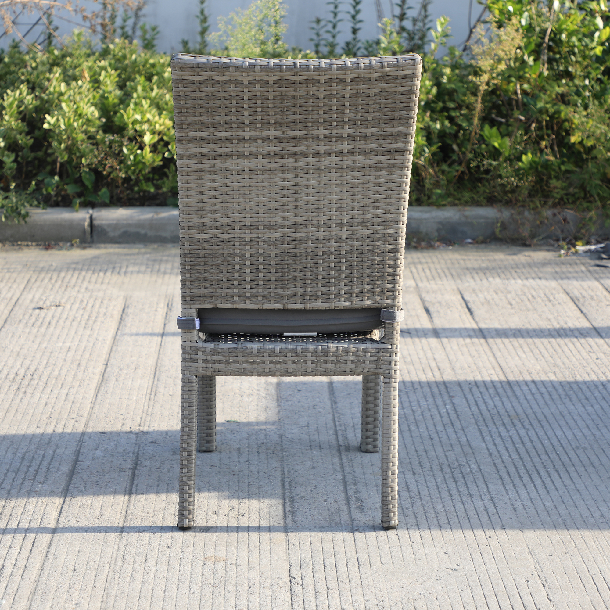 Balcones Outdoor Wicker Dining Chairs With Cushions, Set of 8, Gray/Dark Gray