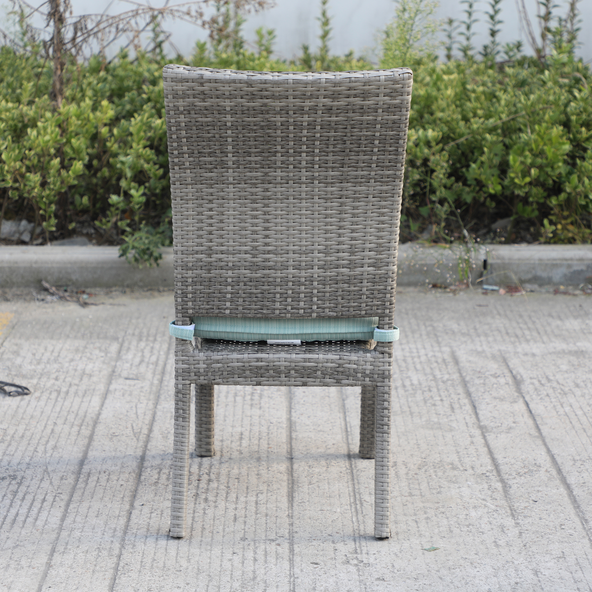 Balcones Outdoor Wicker Dining Chairs With Cushions, Set of 8, Gray/Aqua