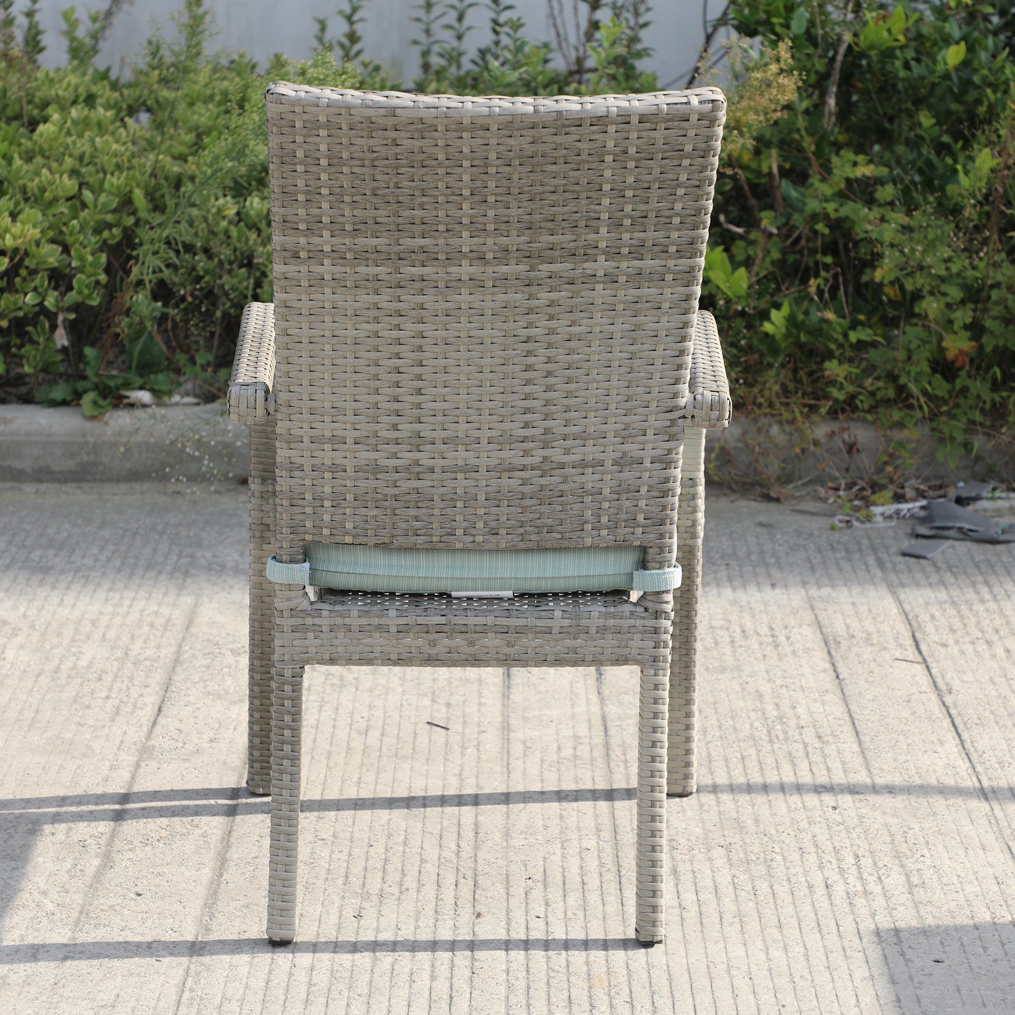 Balcones Outdoor Wicker Dining Chairs With Cushions, Set of 8, Gray/Aqua