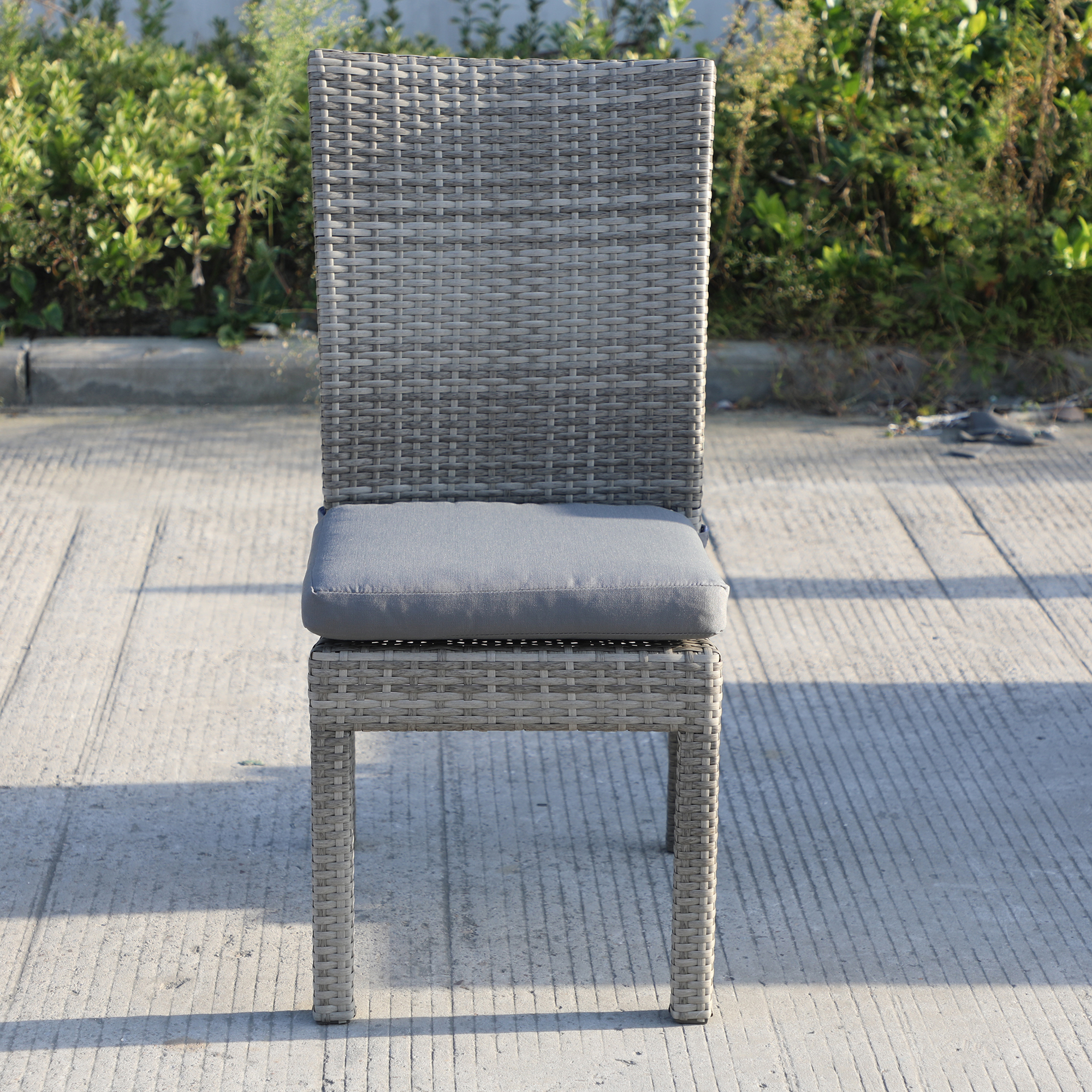 Balcones Outdoor Wicker Dining Chairs With Cushions, Set of 8, Gray/Dark Gray