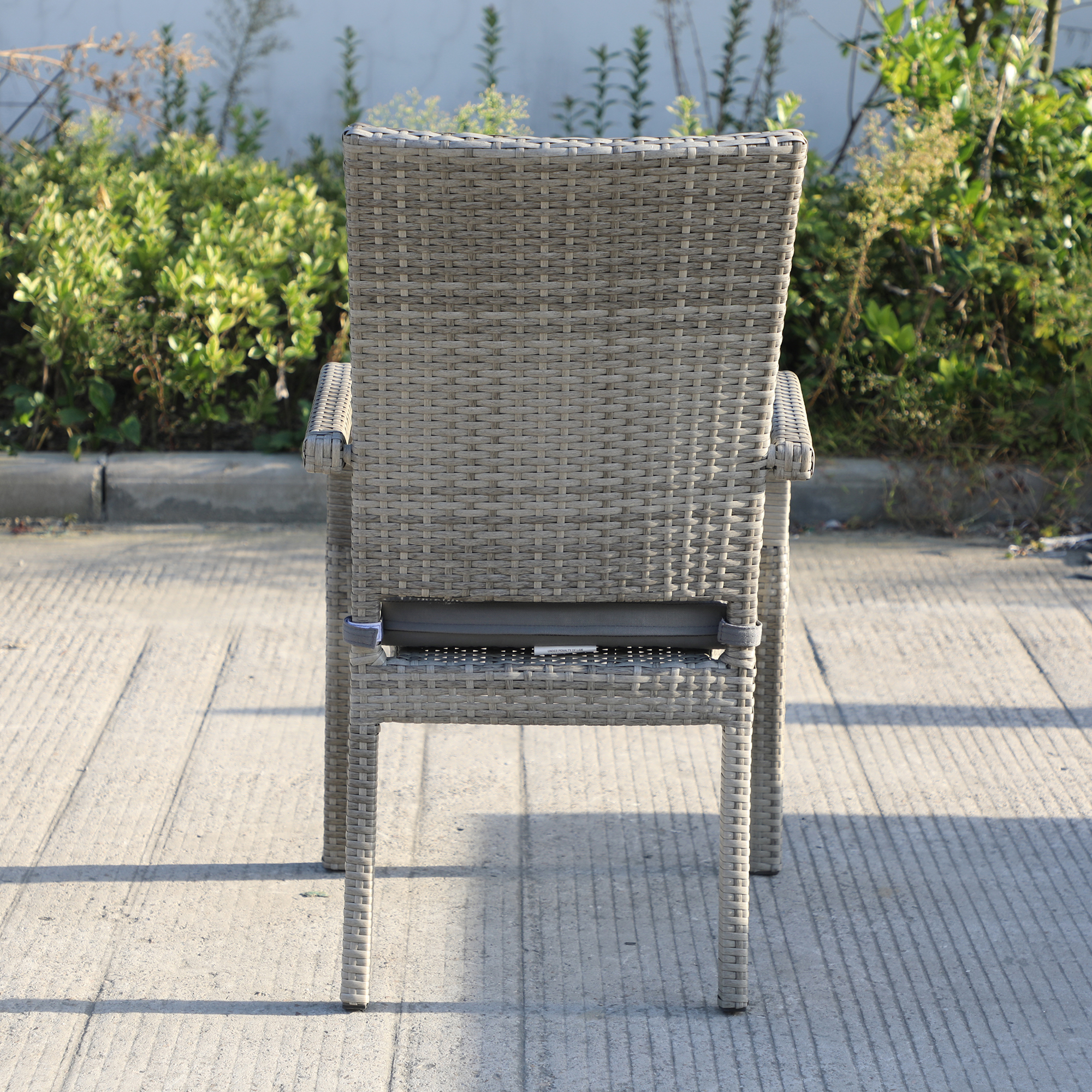 Balcones Outdoor Wicker Dining Chairs With Cushions, Set of 8, Gray/Dark Gray