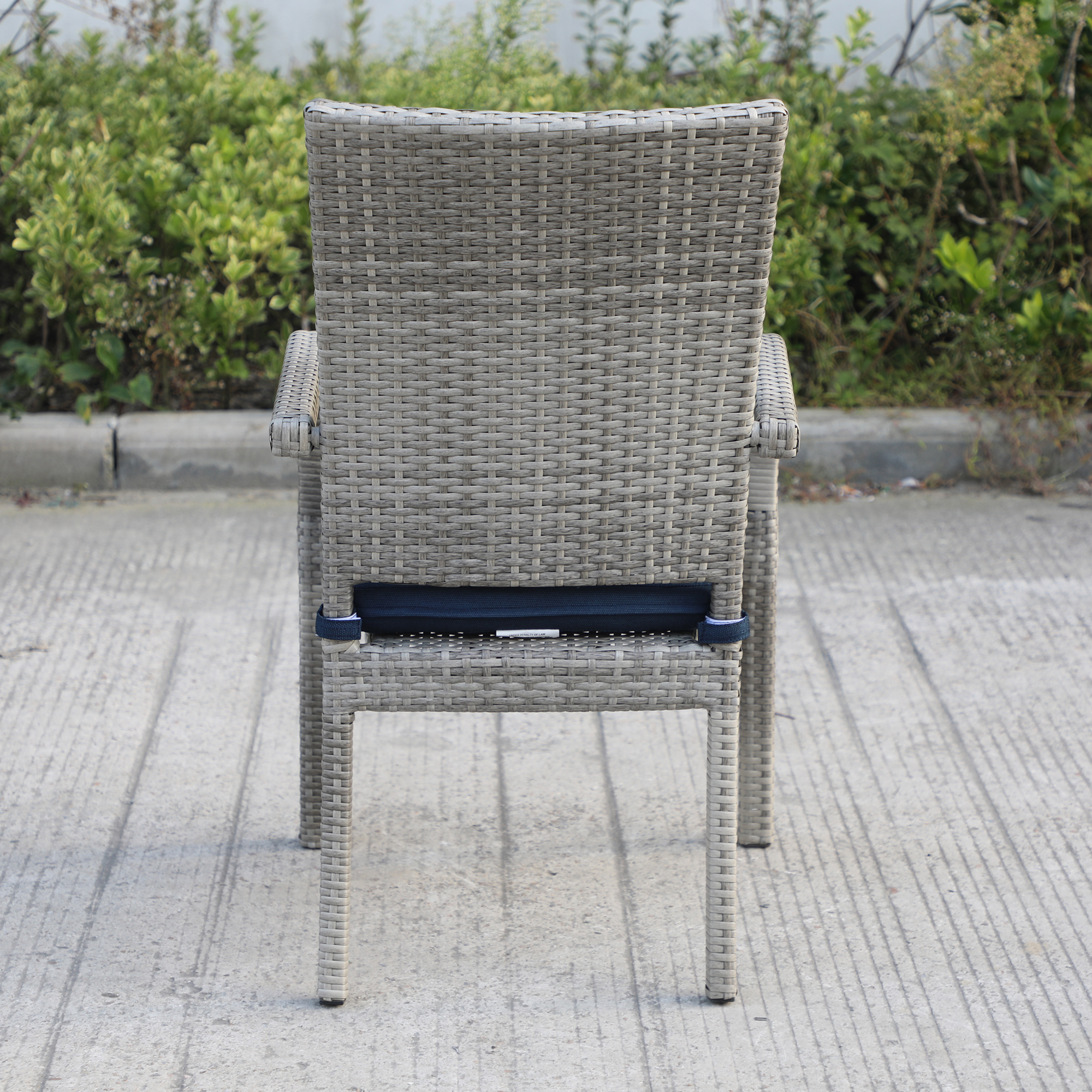 Balcones Outdoor Wicker Dining Chairs With Cushions, Set of 8, Gray/Navy