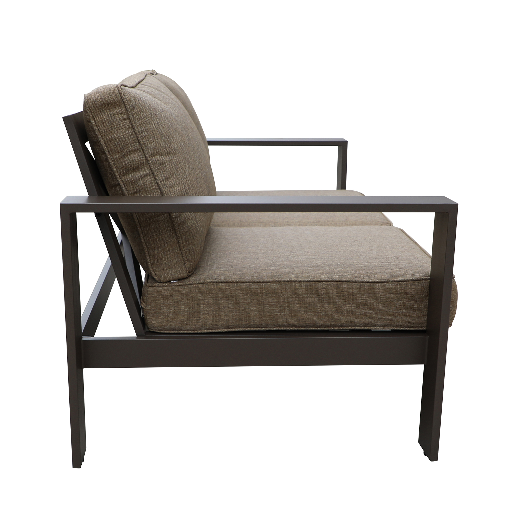 Colorado Outdoor Patio Furniture - Brown Aluminum Framed Garden Loveseat with Chocolate Cushions