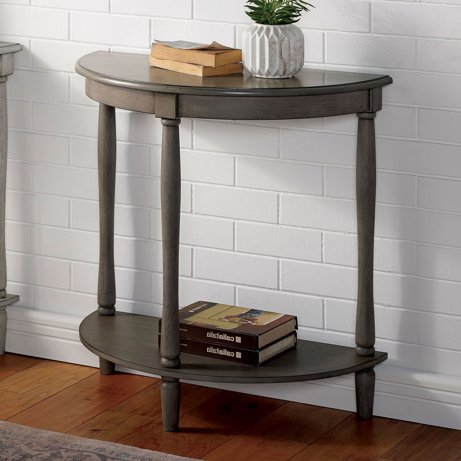 Traditional Design 1pc Side Table Storage Bottom Shelf Antique Gray Color Home Living Room Furniture