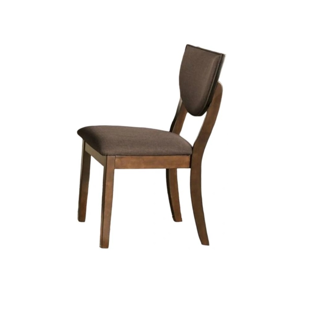 Set of 2pc Side Chairs Dining Room Walnut Finish Solid wood Dark Chocolate Fabric Upholstered Modern Chairs