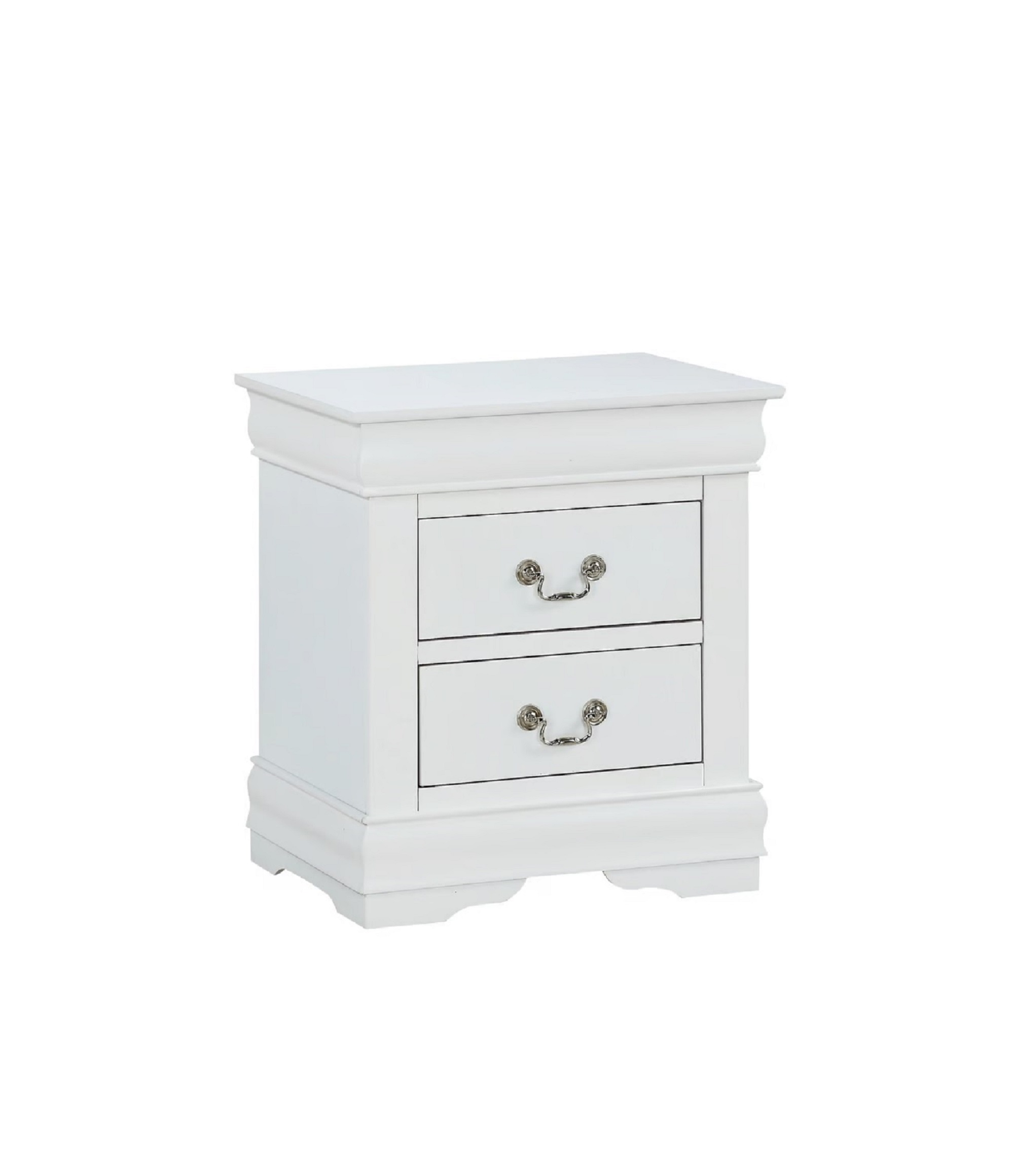 1pc White Finish Two Drawers Louis Philip Nightstand Solid Wood Contemporary & Simple Style