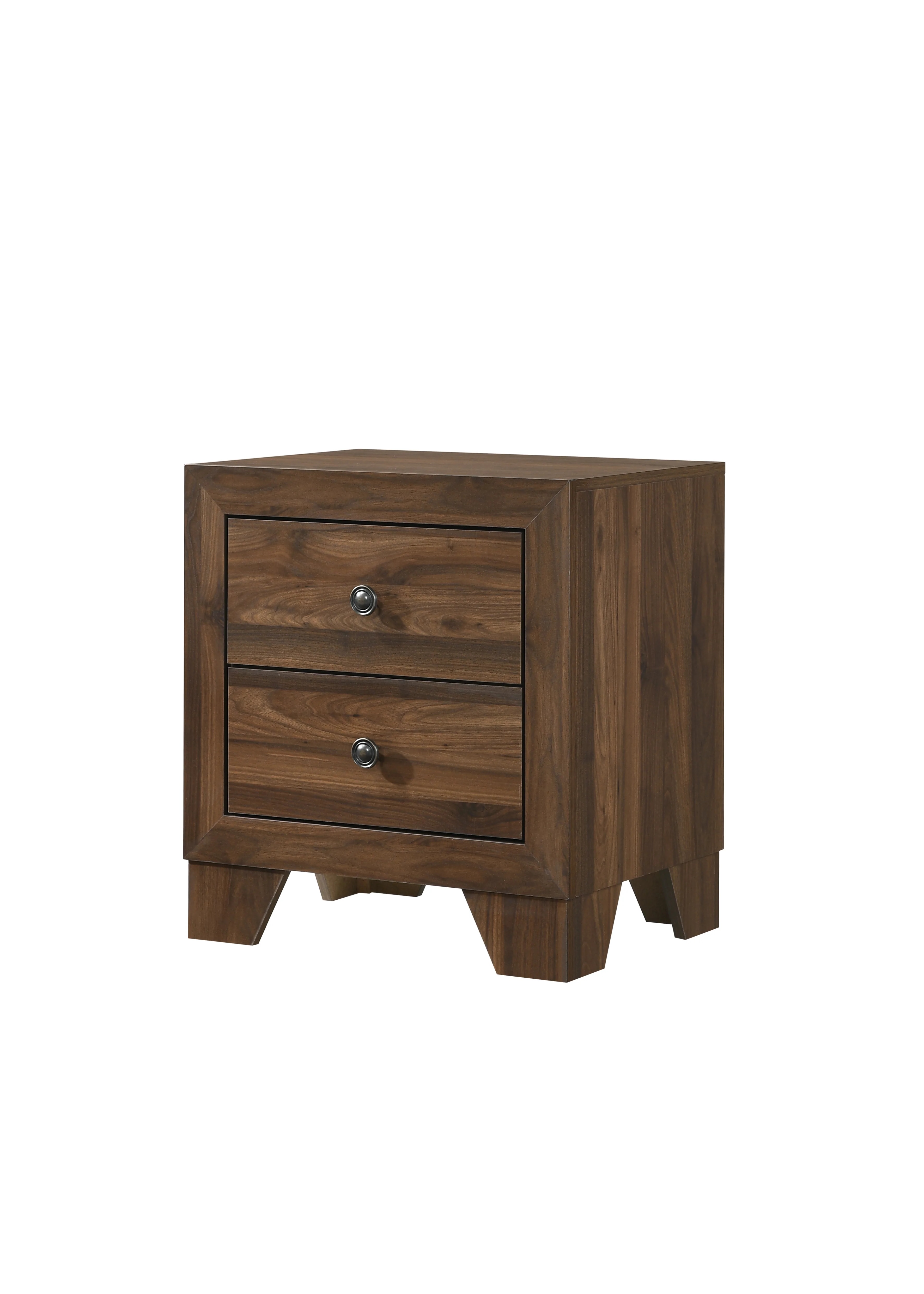 1pc Transitional 2-Drawer Nightstand with Metal Hardware Brown Cherry Finish Bedroom Furniture