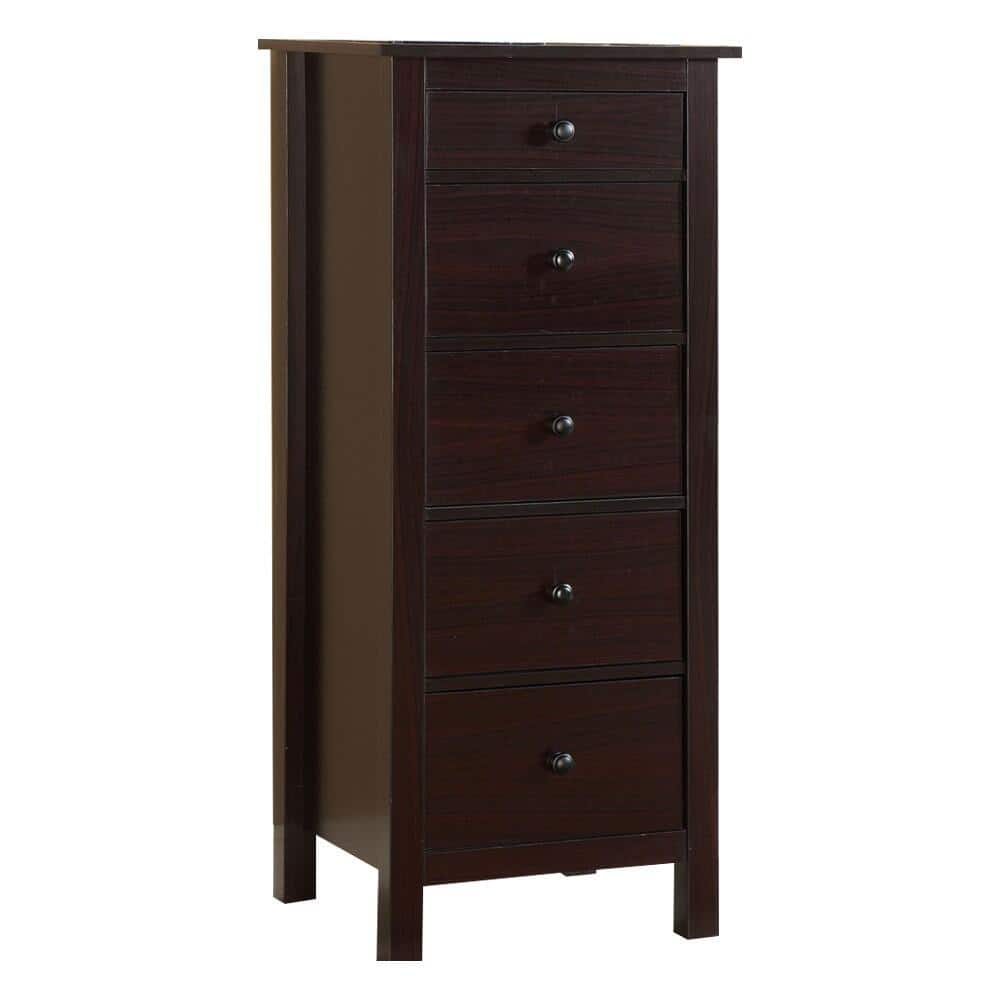 Transitional Espresso Compact Design 5-Drawer Chest Bedroom / Small Living Space Chest of drawers