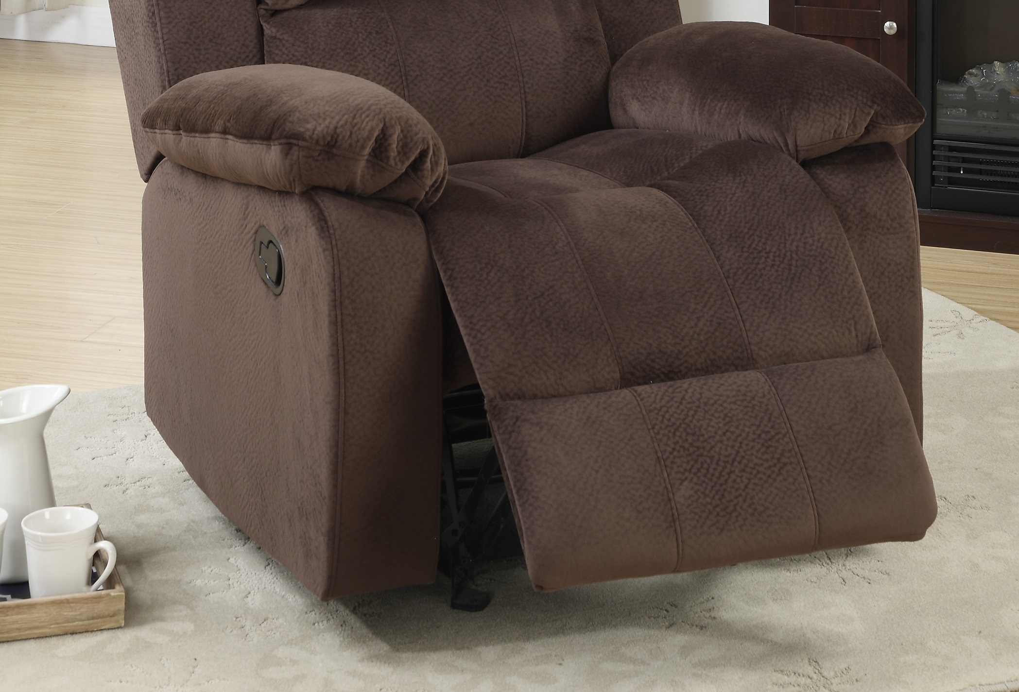 Motion Recliner Chair 1pc Rocker Recliner Couch Living Room Furniture Chocolate Padded Suede Metal Reclining