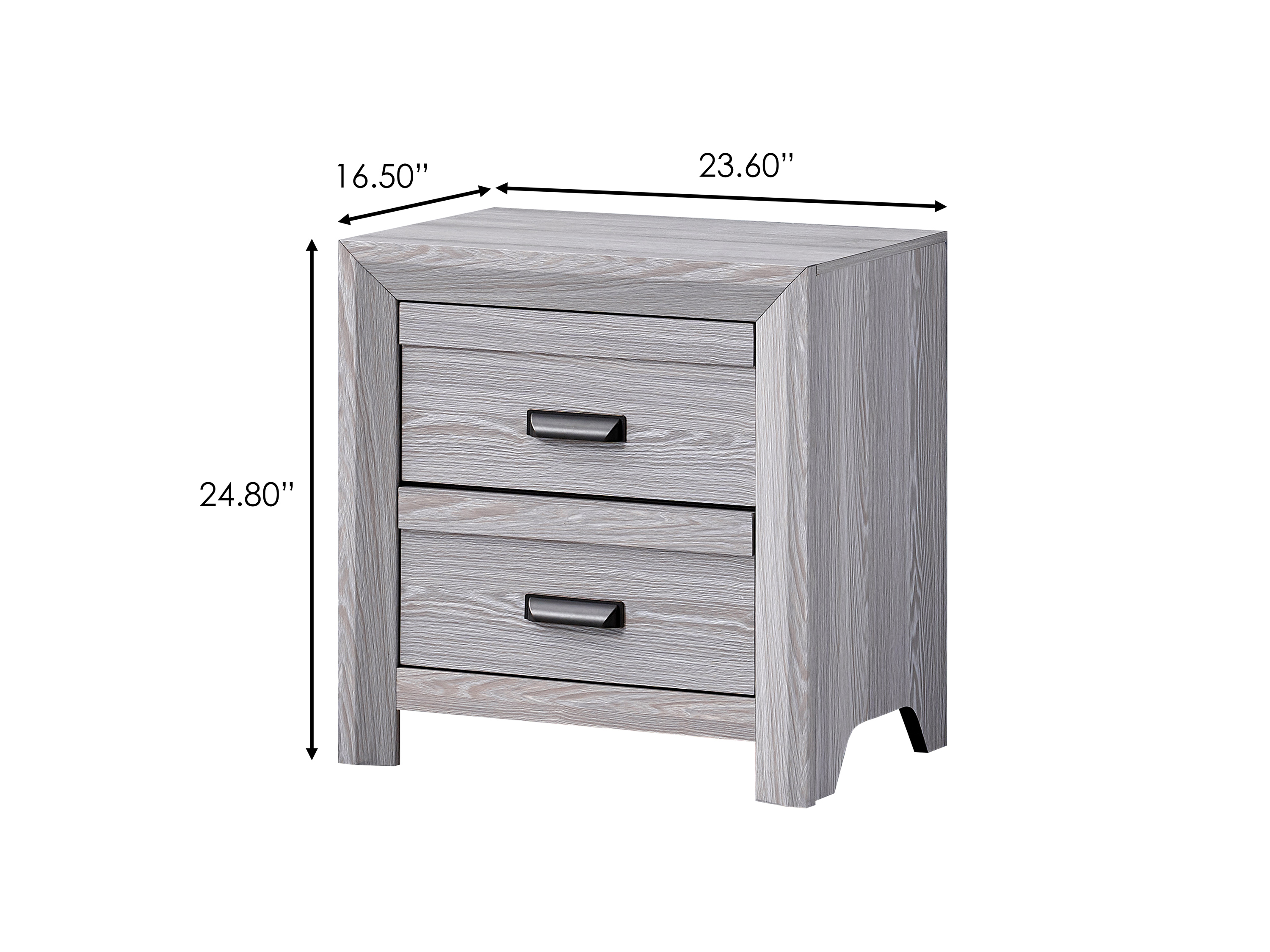 1pc Contemporary Nightstand End Table with Two Storage Drawers Gray Rustic Finish Bedroom Wooden Furniture