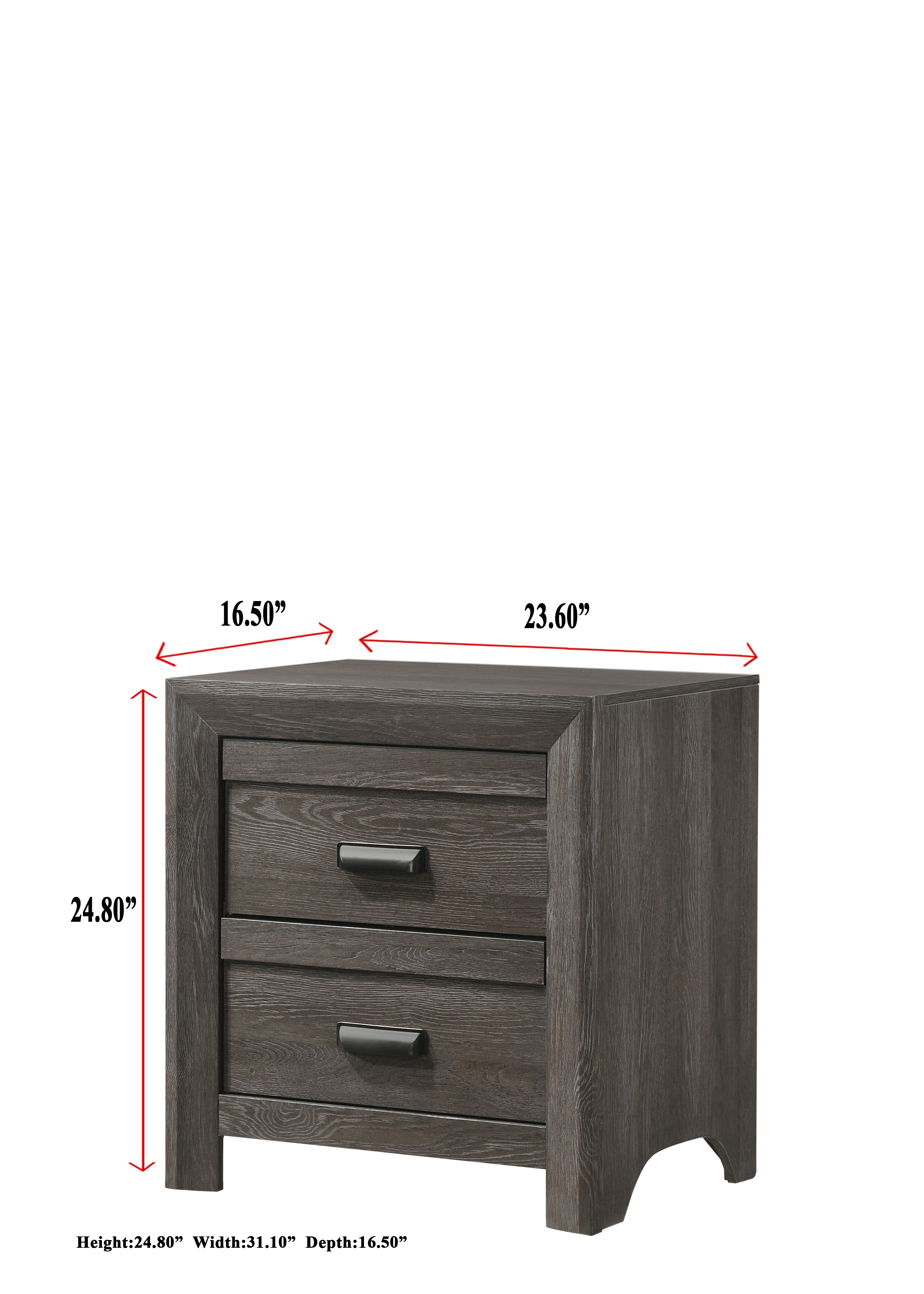 1pc Contemporary Nightstand End Table with Two Storage Drawers Brown Gray Finish Bedroom Wooden Furniture