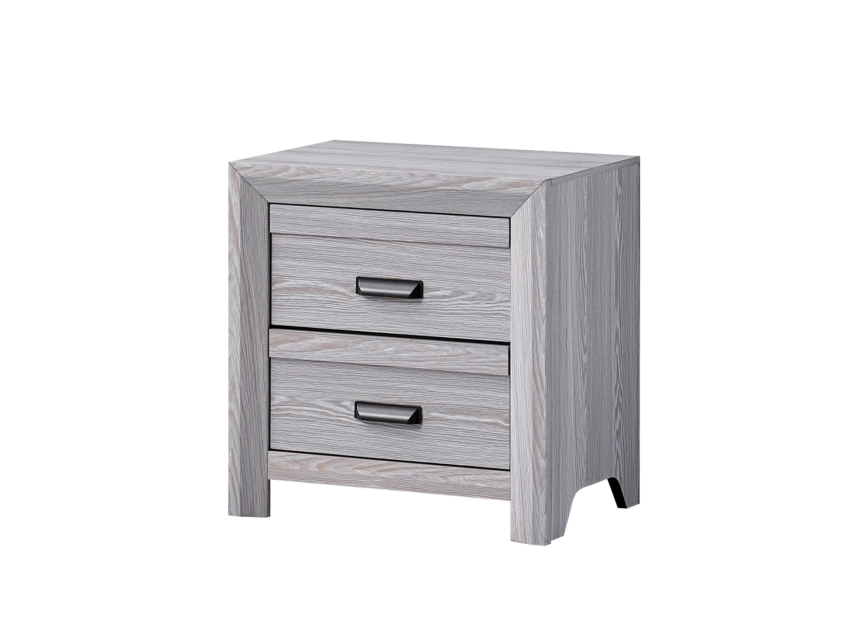 1pc Contemporary Nightstand End Table with Two Storage Drawers Gray Rustic Finish Bedroom Wooden Furniture