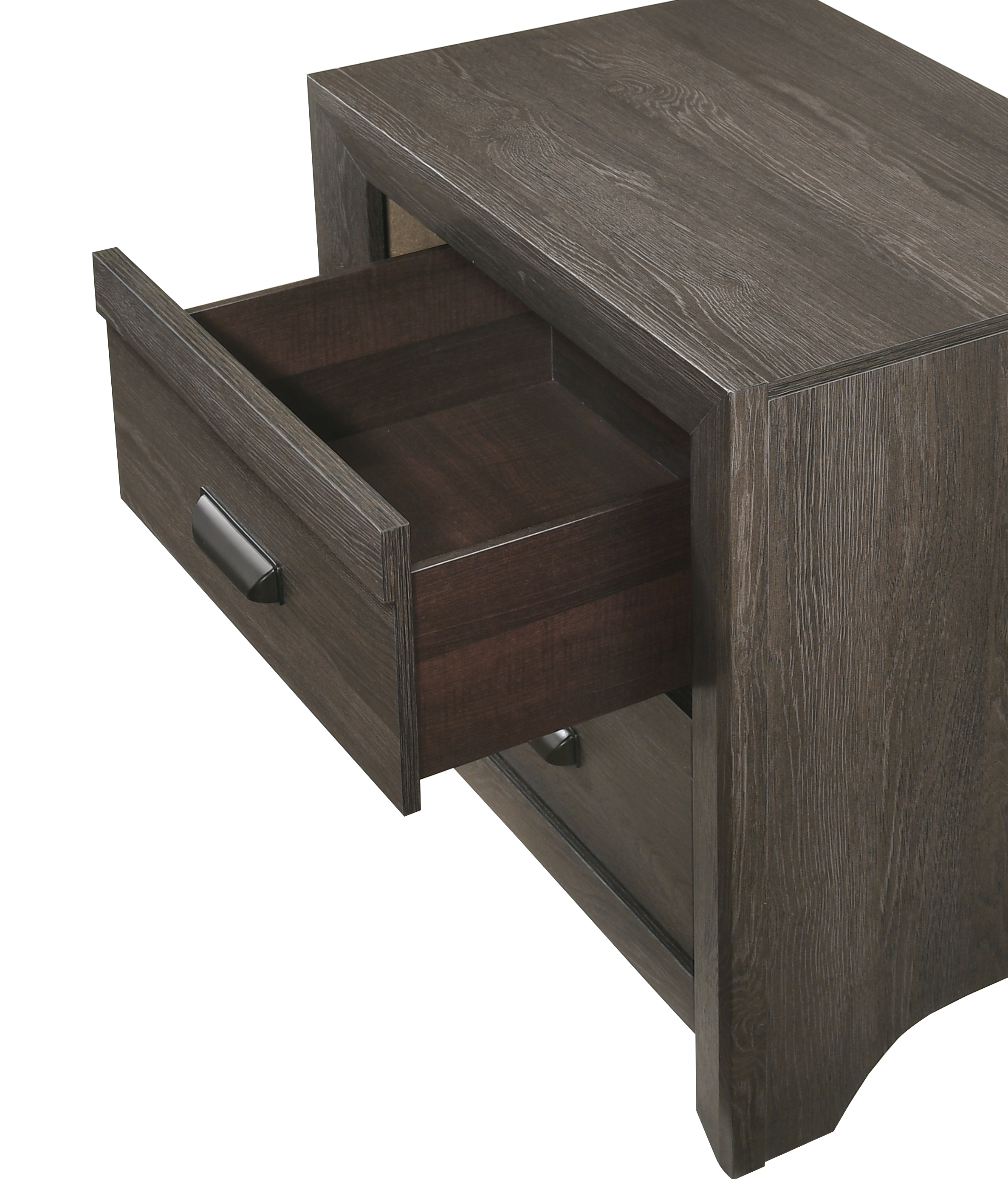 1pc Contemporary Nightstand End Table with Two Storage Drawers Brown Gray Finish Bedroom Wooden Furniture