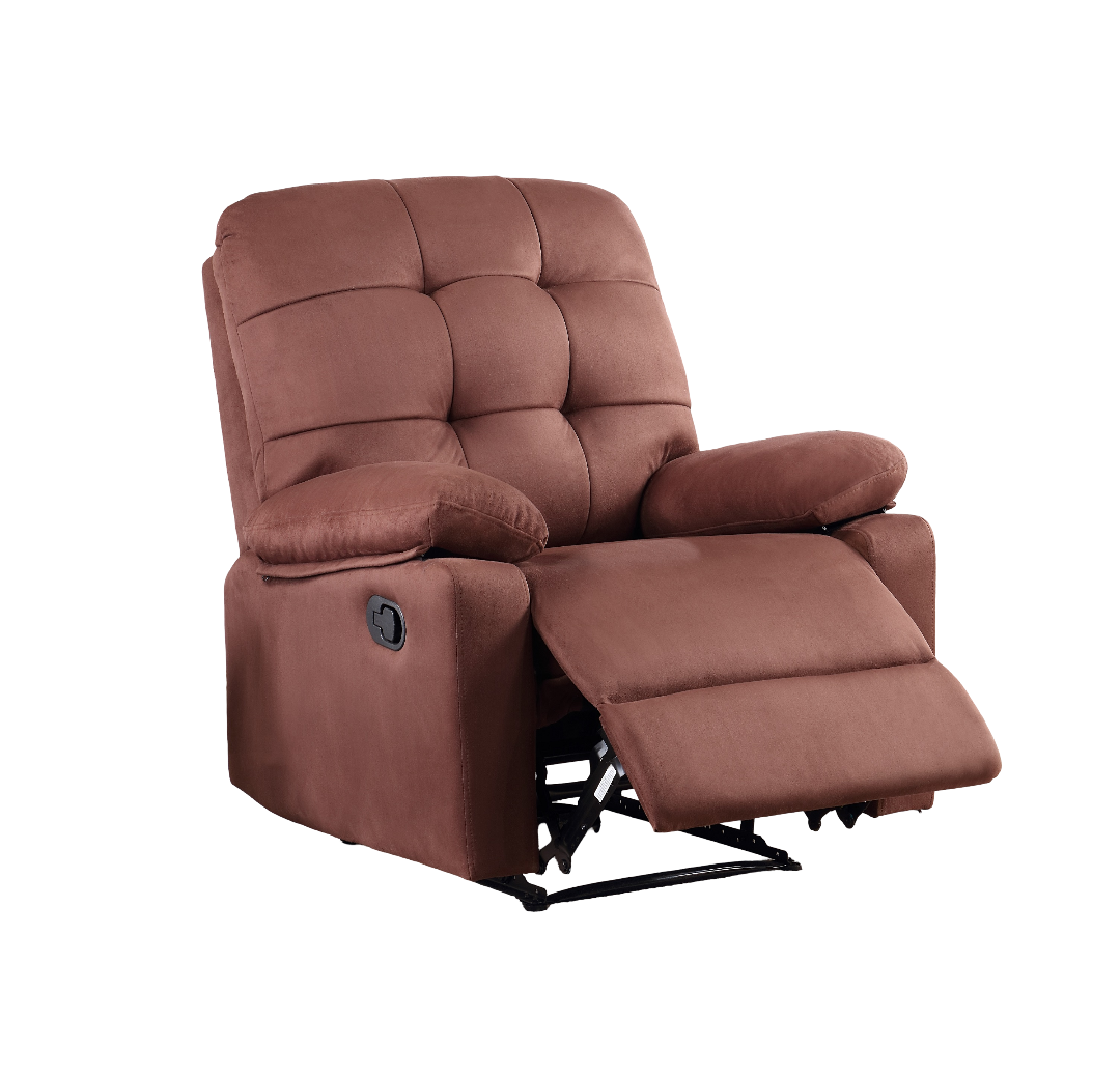 Contemporary Chocolate Color Plush Microfiber Motion Recliner Chair 1pc Couch Manual Motion Plush Armrest Tufted Back Living Room Furniture