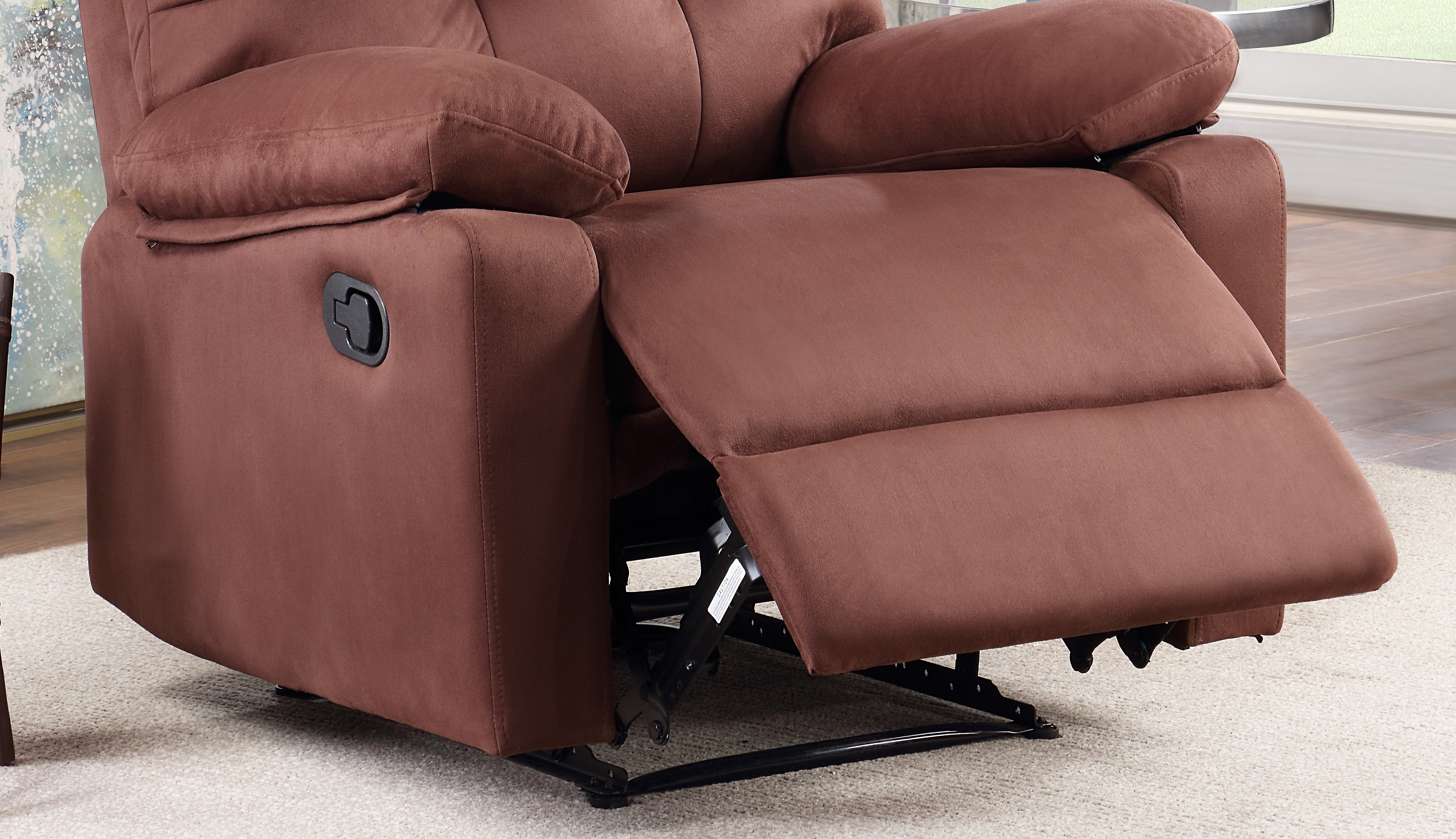 Contemporary Chocolate Color Plush Microfiber Motion Recliner Chair 1pc Couch Manual Motion Plush Armrest Tufted Back Living Room Furniture