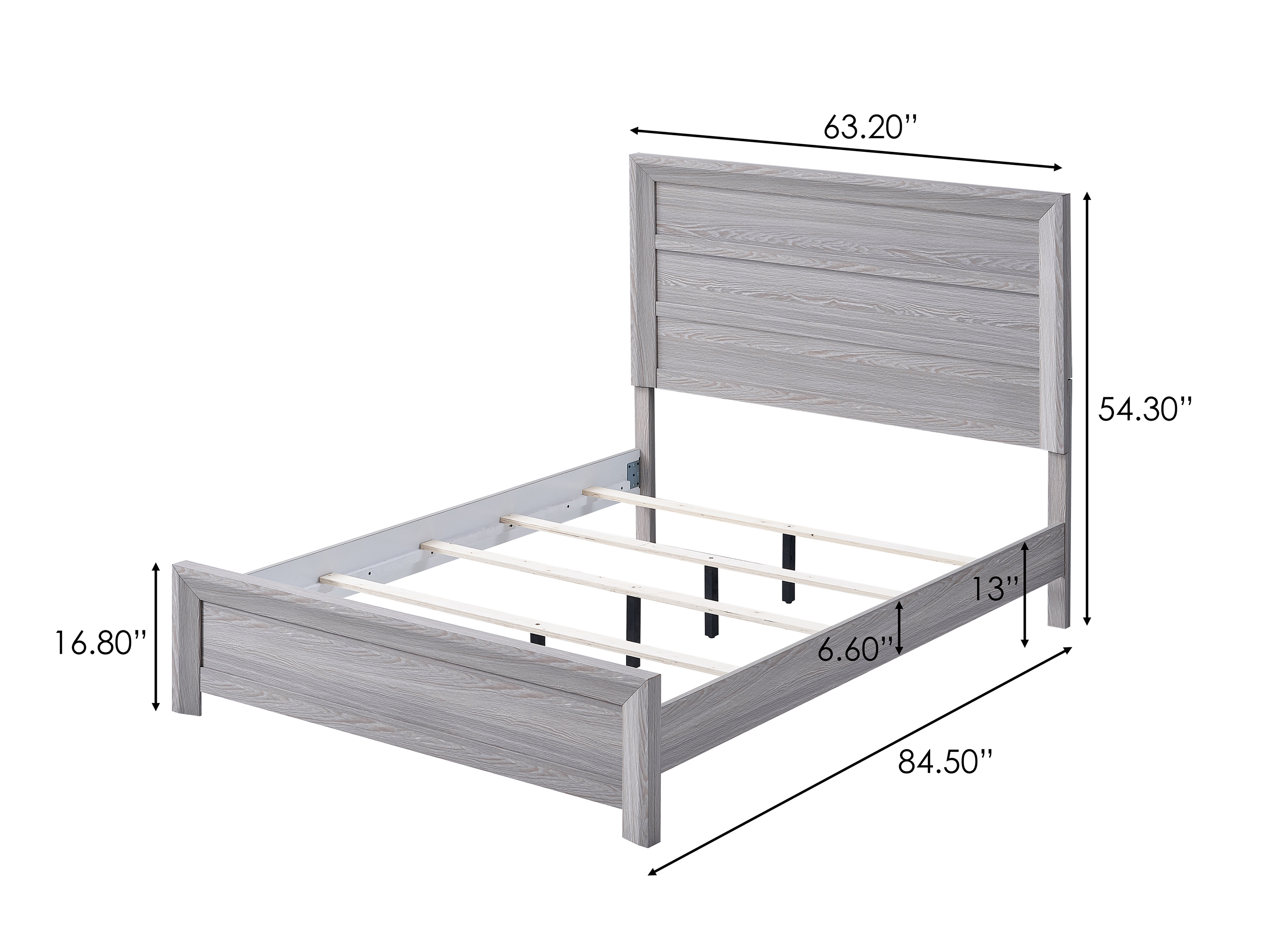 Rustic 1Pc Wooden Bedroom Furniture Queen Size Panel Bed Gray Finish Contemporary Style