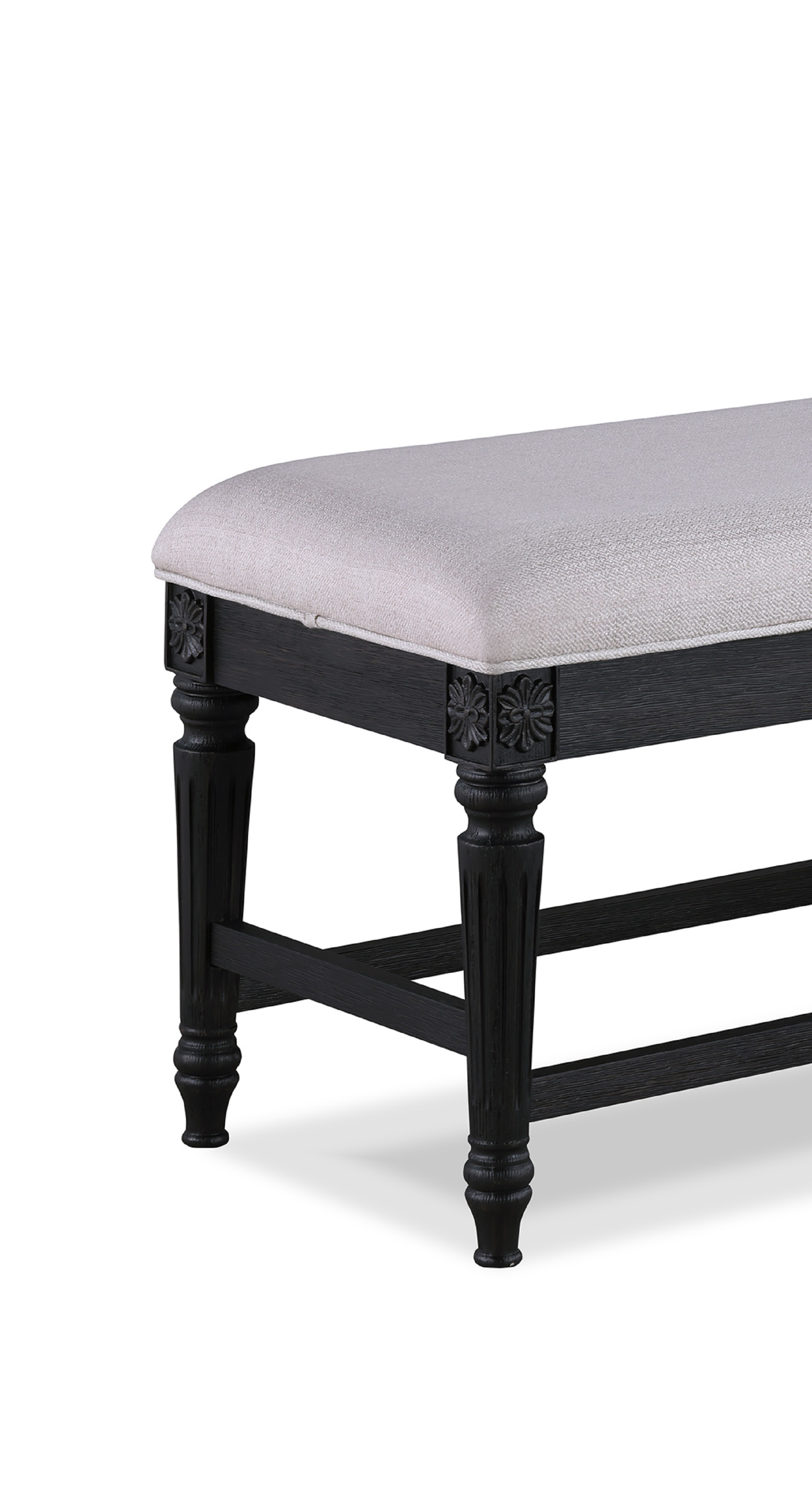 Beautiful Traditional 1pc Dark Brown Finish Bench Gray Upholstery Carved  Legs Solid Wood Wooden Dining Room Furniture