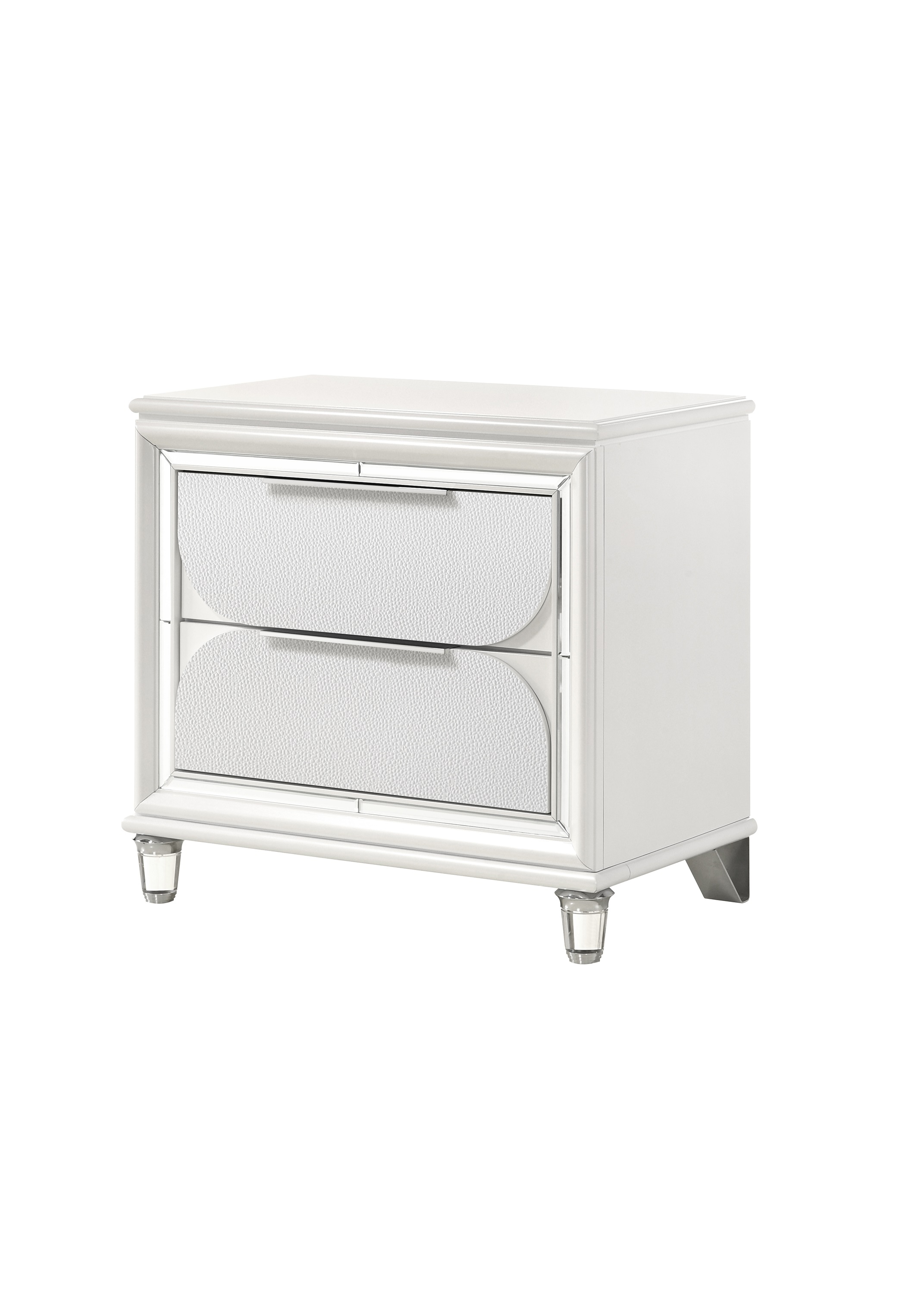 1pc Contemporary Nightstand End Table with Two Storage Drawers White Cream Finish Bedroom Wooden Furniture