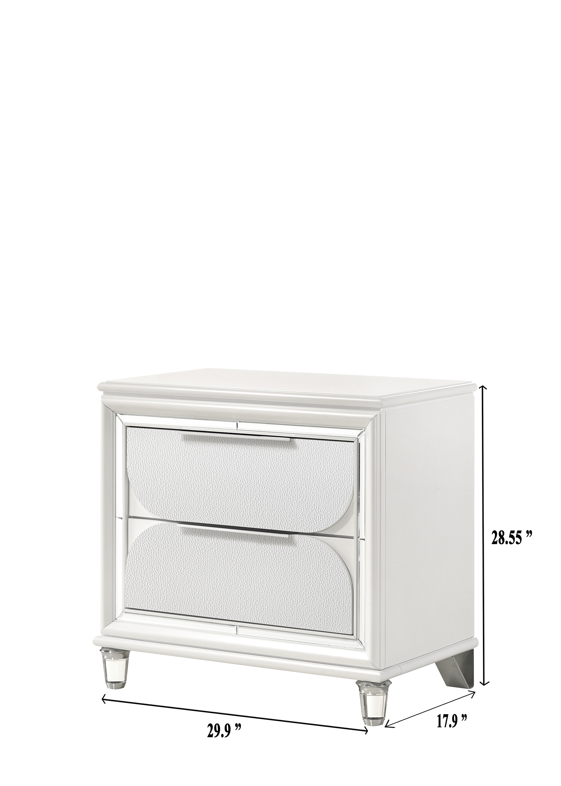 1pc Contemporary Nightstand End Table with Two Storage Drawers White Cream Finish Bedroom Wooden Furniture