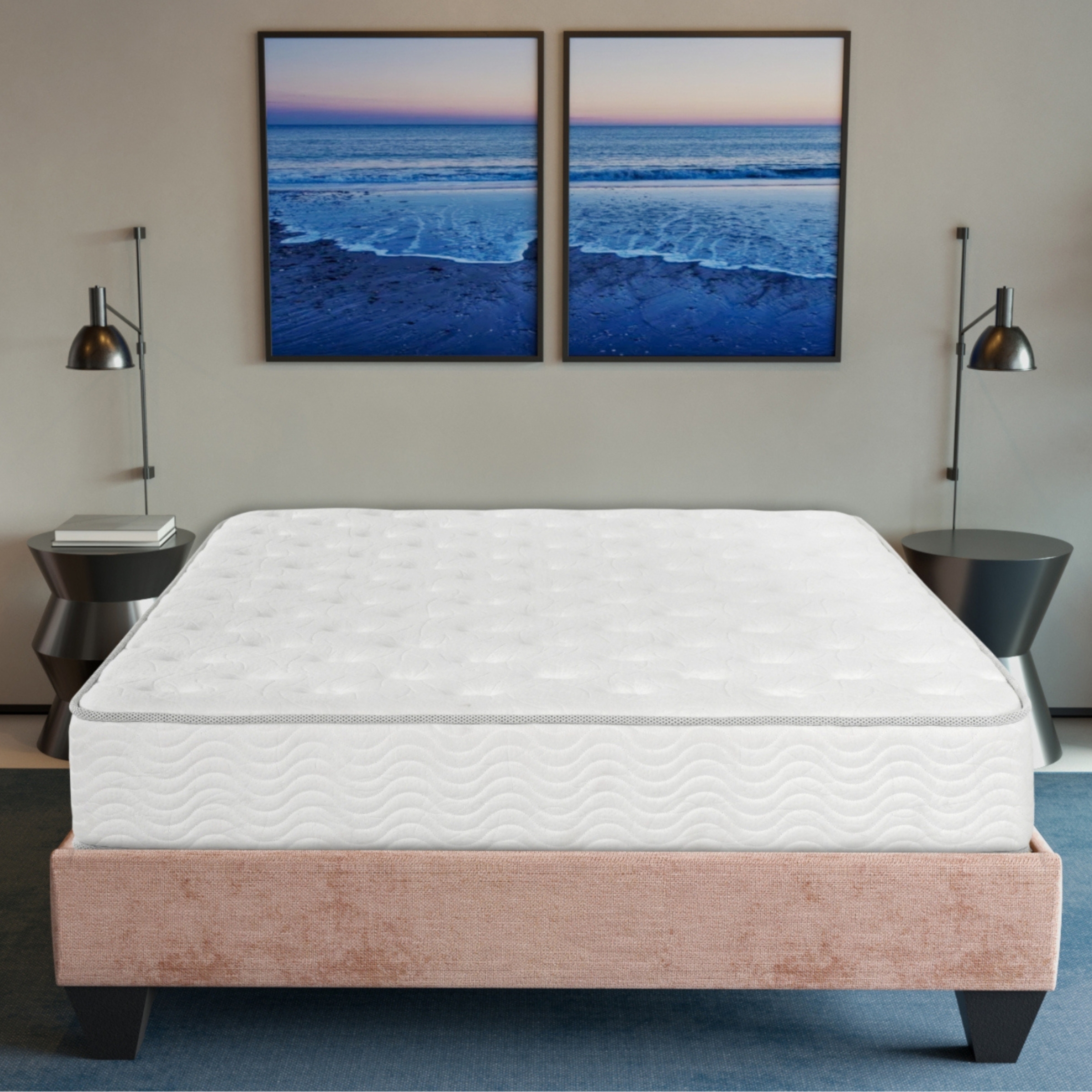 Premium 9 in. Medium Pocket Bed in a Box Spring Mattress - King Size, White