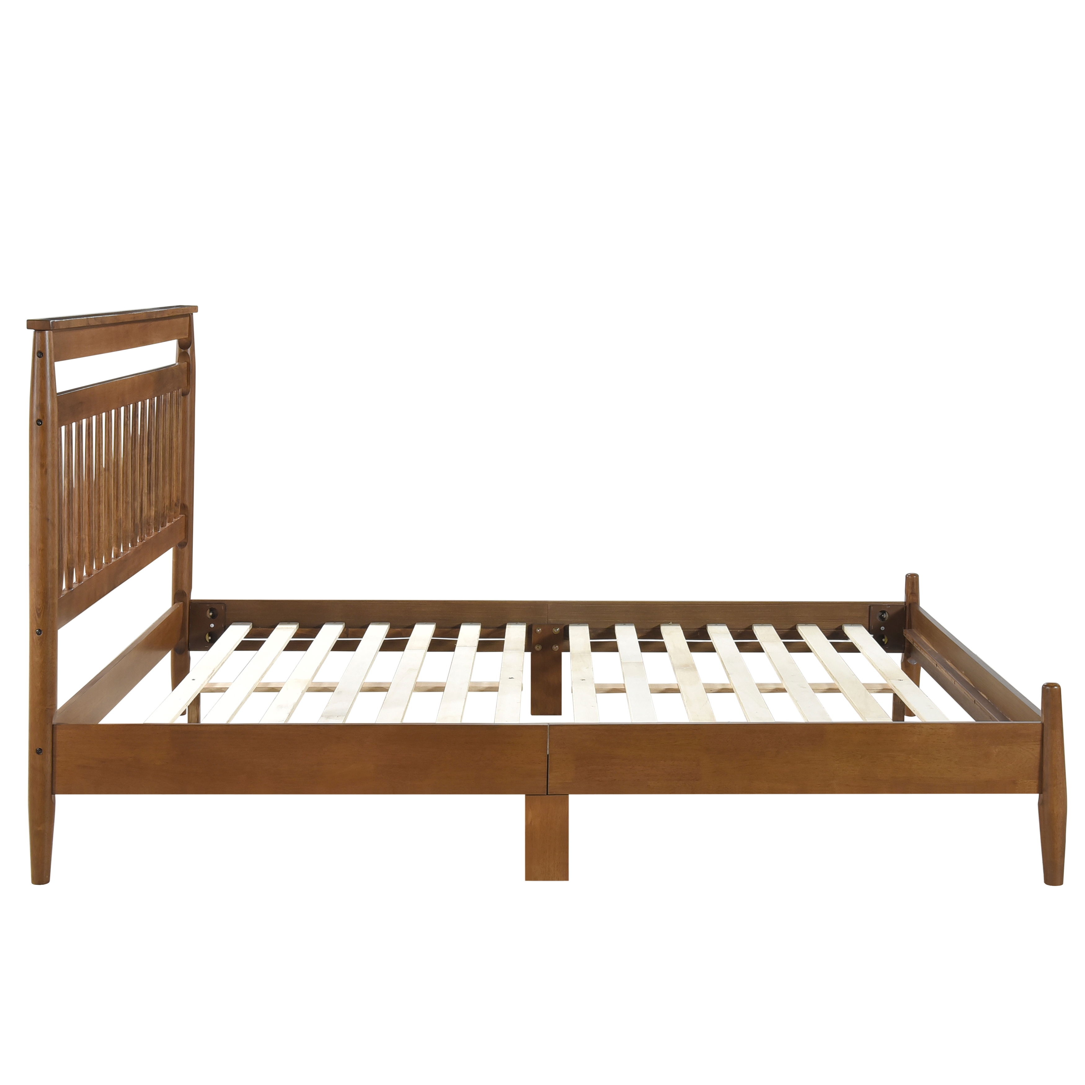 Transitional Design Queen Platform Bed Chestnut Finish Wood Frame Bedroom Furniture 1pc Bed in a Box