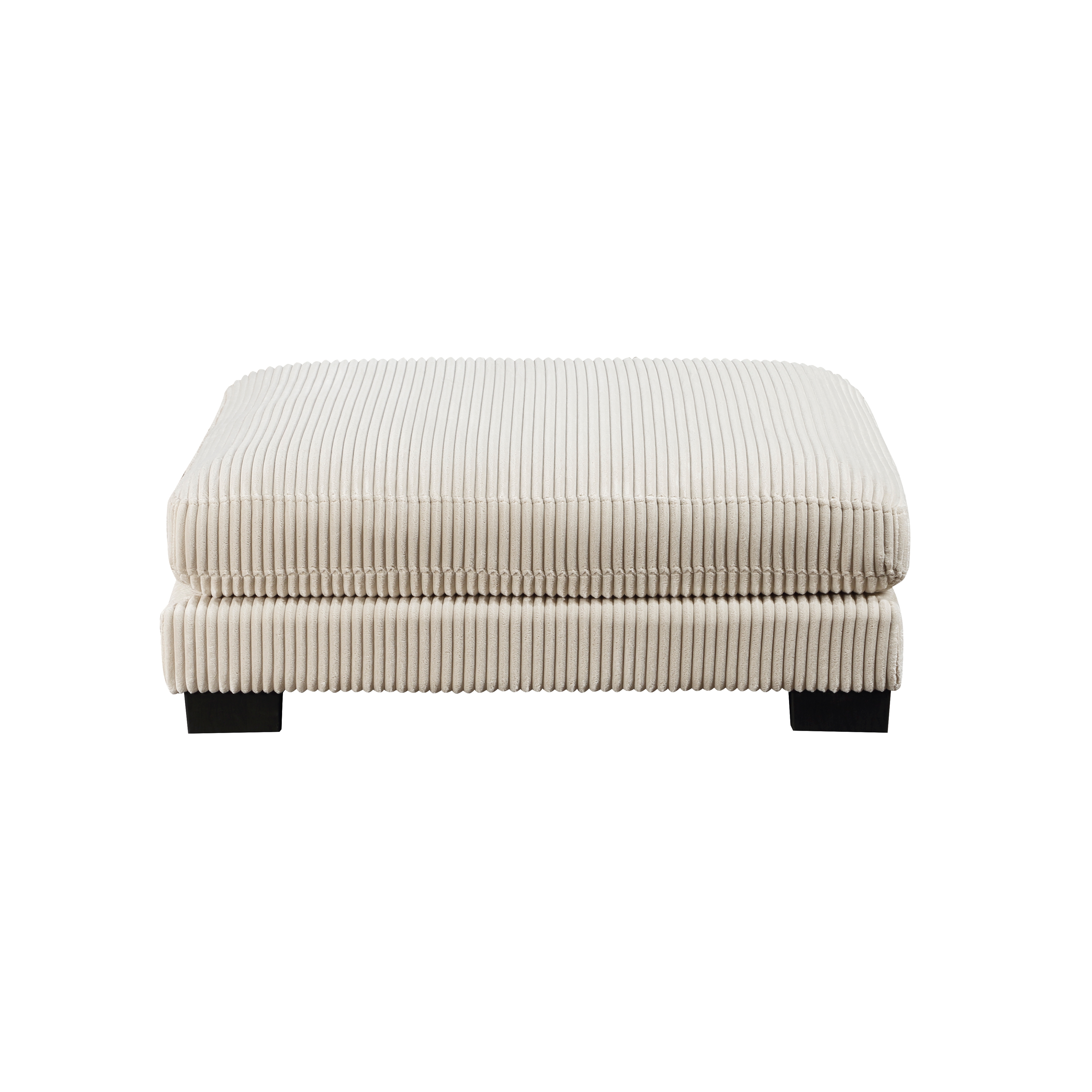 1pc Modern Living Room Ottoman Plush Beige Corduroy Fabric Upholstery Plywood Frame Furniture Modular Piece