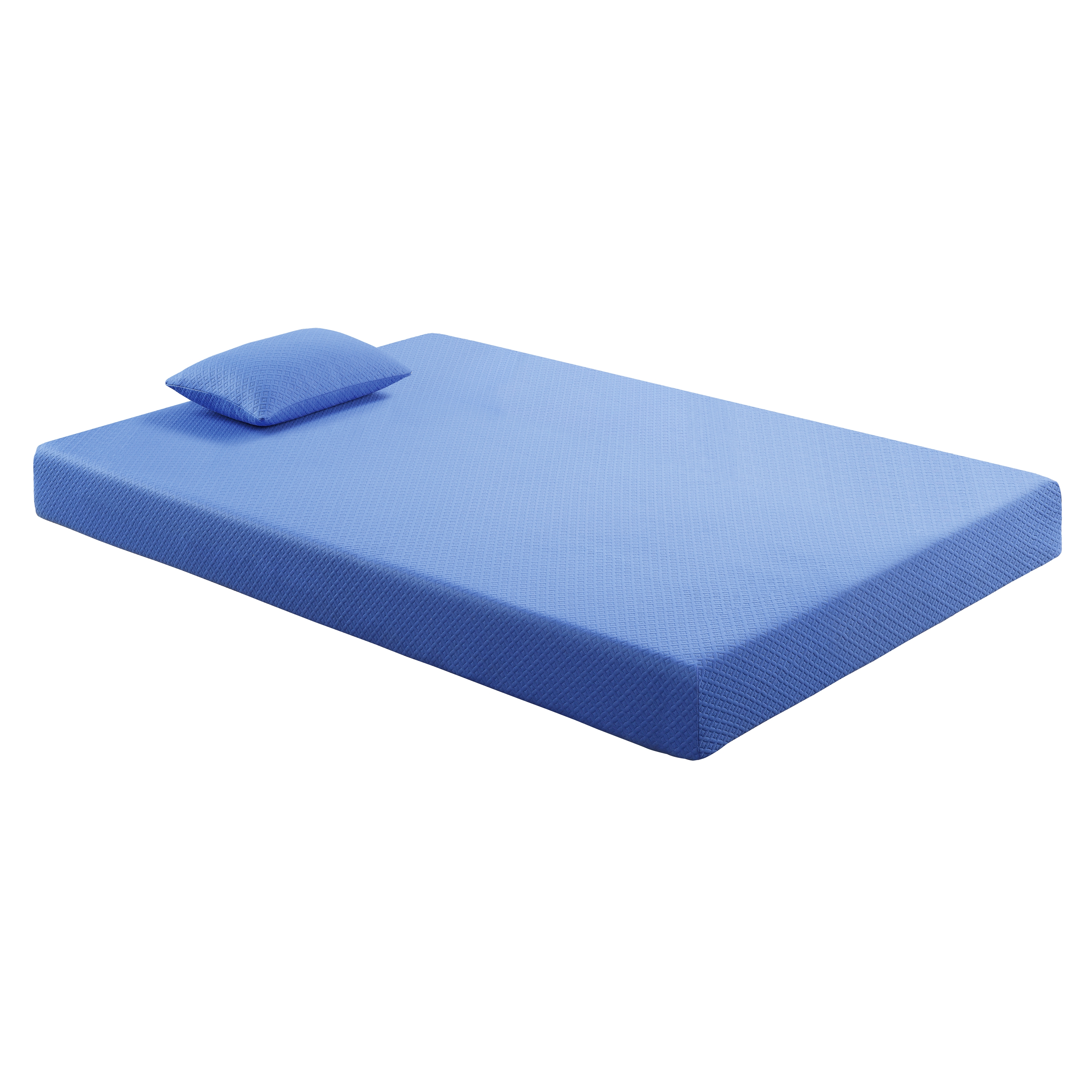 7inch Full Mattress and Pillow Set Breathable Fabric Gel-Infused Memory Foam Mattress, Blue, Mattress in a Box