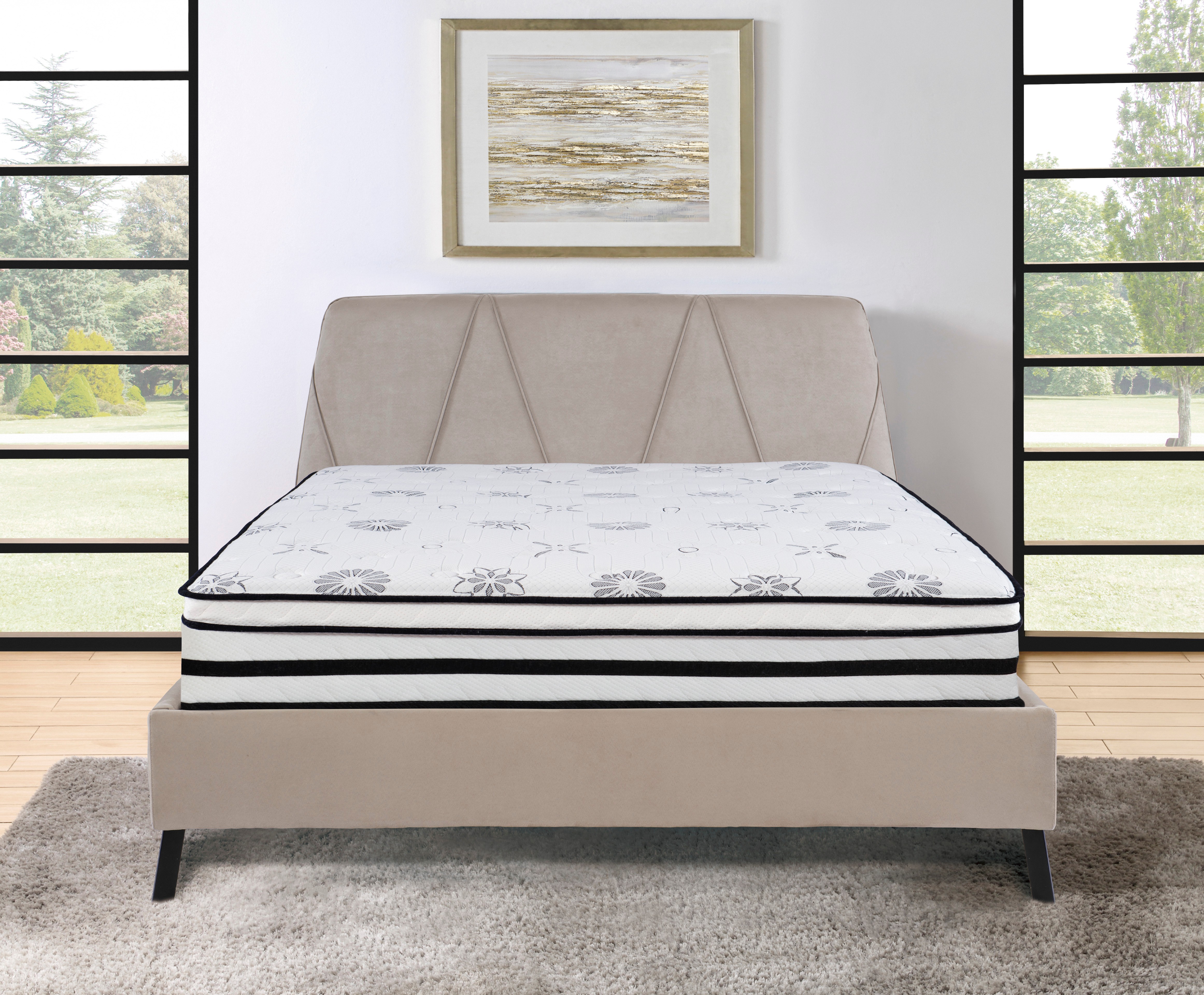 12-inch Eastern King Mattress Highly Breathable Quilted Cover Hybrid Mattress, White, Plush Foam Mattress in a Box, Luxury Comfort Mattress