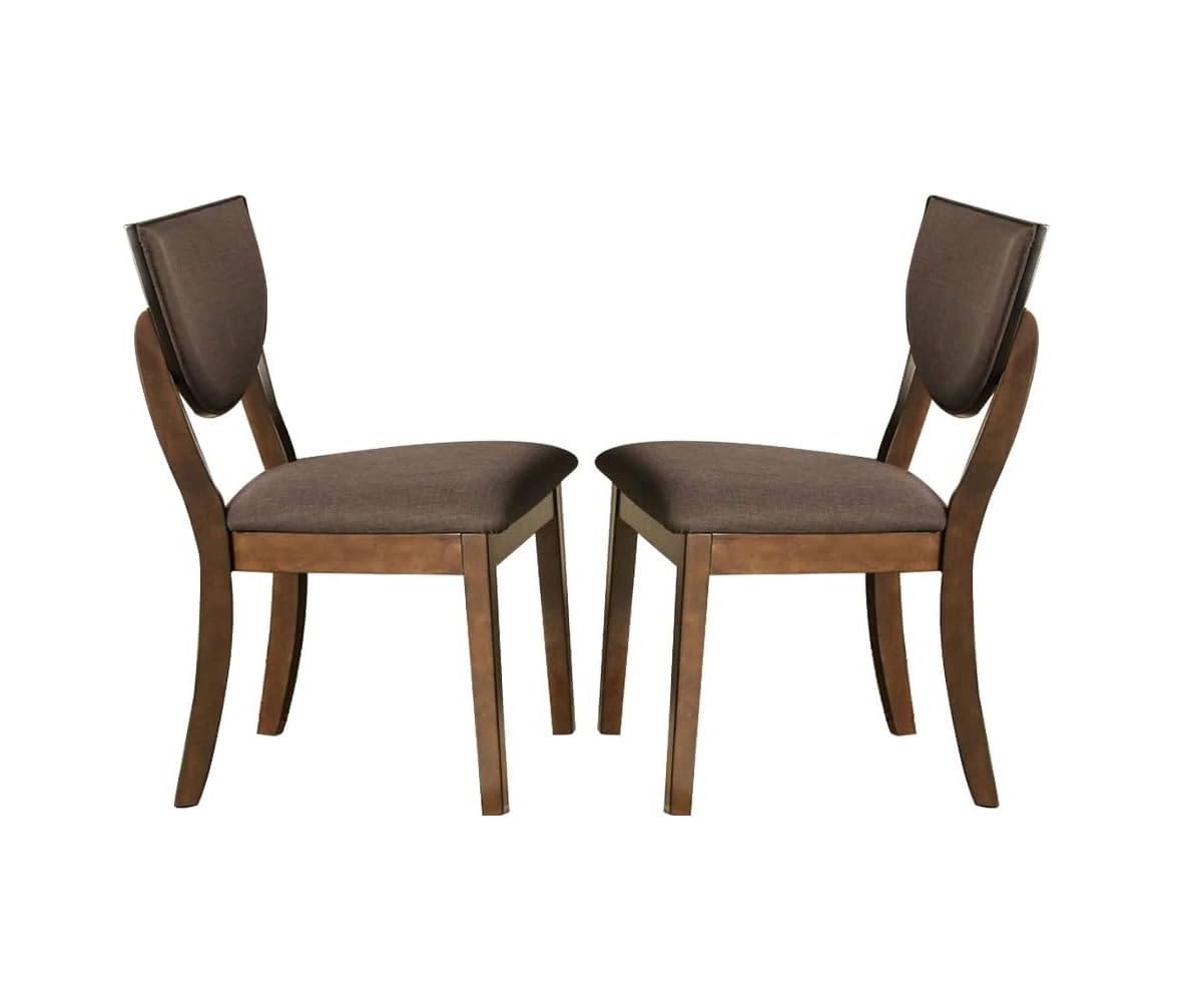 Set of 2pc Side Chairs Dining Room Walnut Finish Solid wood Dark Chocolate Fabric Upholstered Modern Chairs